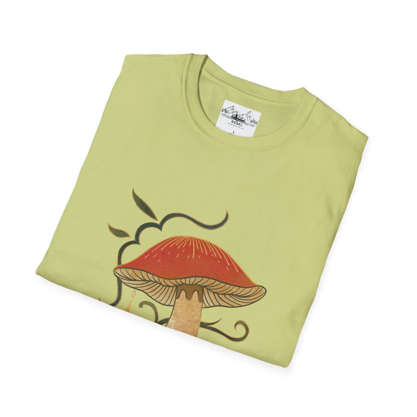 Nature Alone Is Antique – Old World Mushroom Unisex Softstyle T-Shirt | Thomas Carlyle Quote