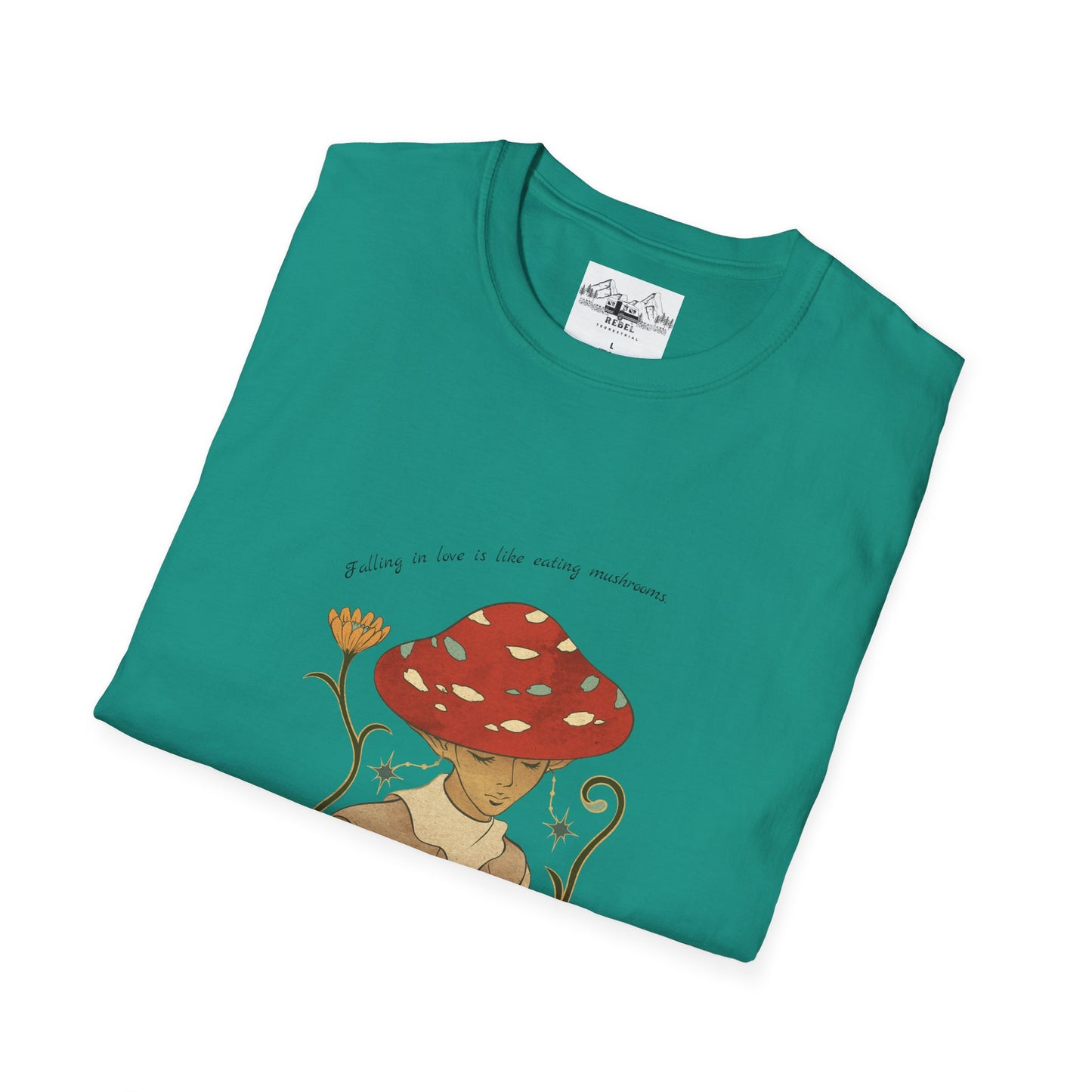 Falling in Love Is Like Eating Mushrooms – Mushroom Woman Unisex Softstyle T-Shirt