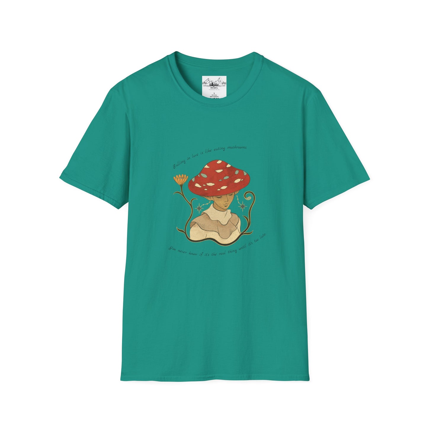 Falling in Love Is Like Eating Mushrooms – Mushroom Woman Unisex Softstyle T-Shirt