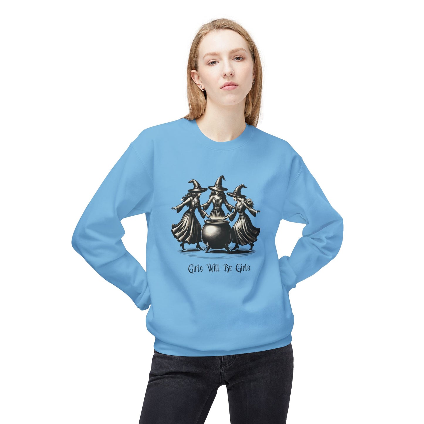 "Girls Will Be Girls" Witches Unisex Crewneck Sweatshirt