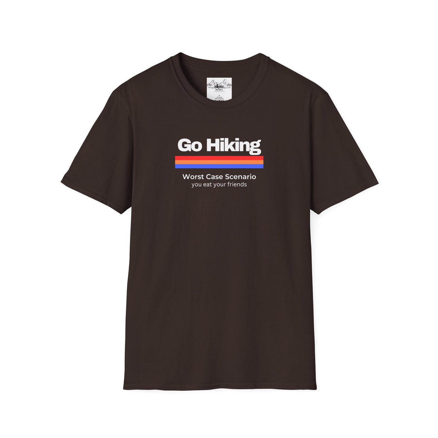 Go Hiking – Worst Case Scenario You Eat Your Friends | Retro Unisex Softstyle T-Shirt