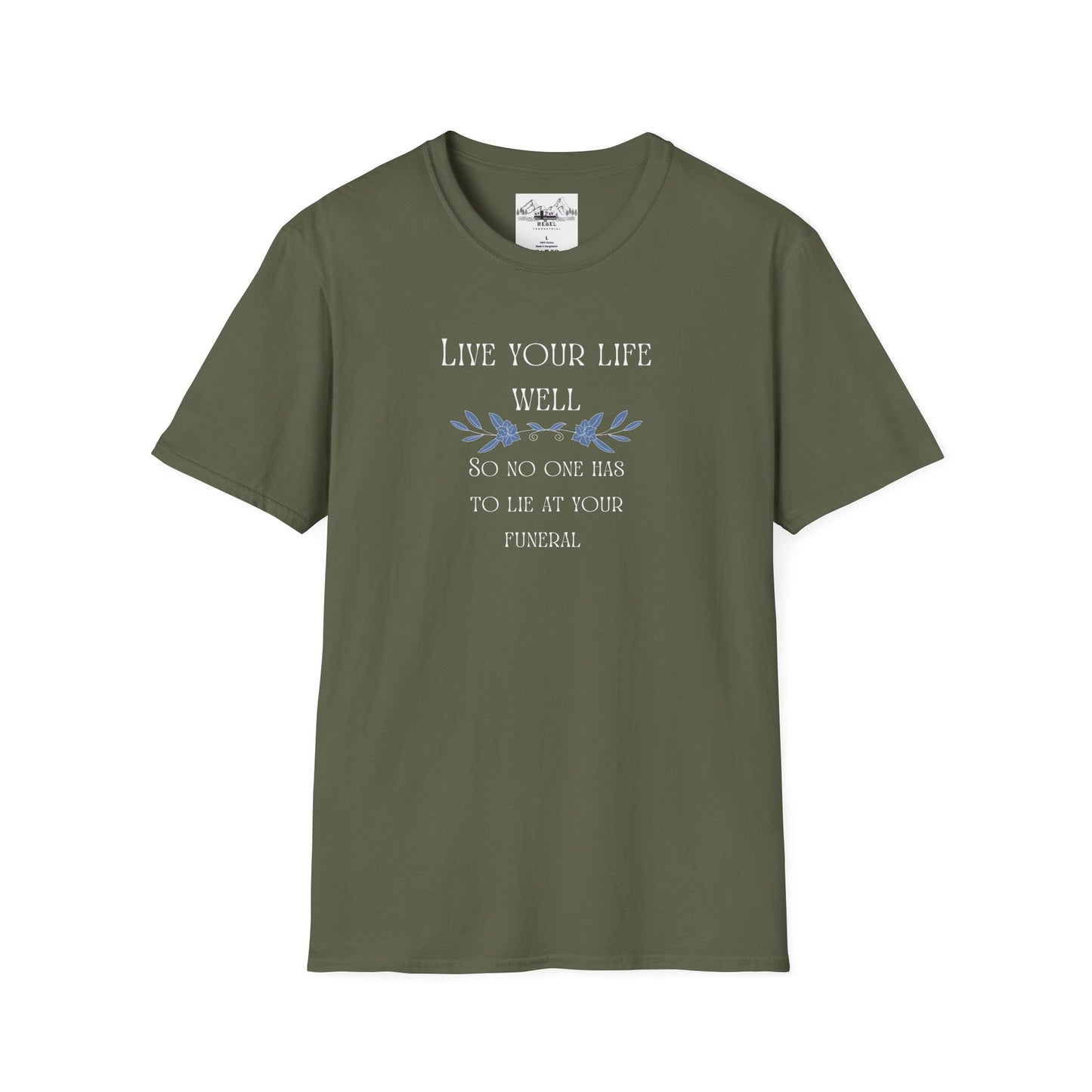 Live Your Life Well – Funny Gravestone-Inspired Floral T-Shirt