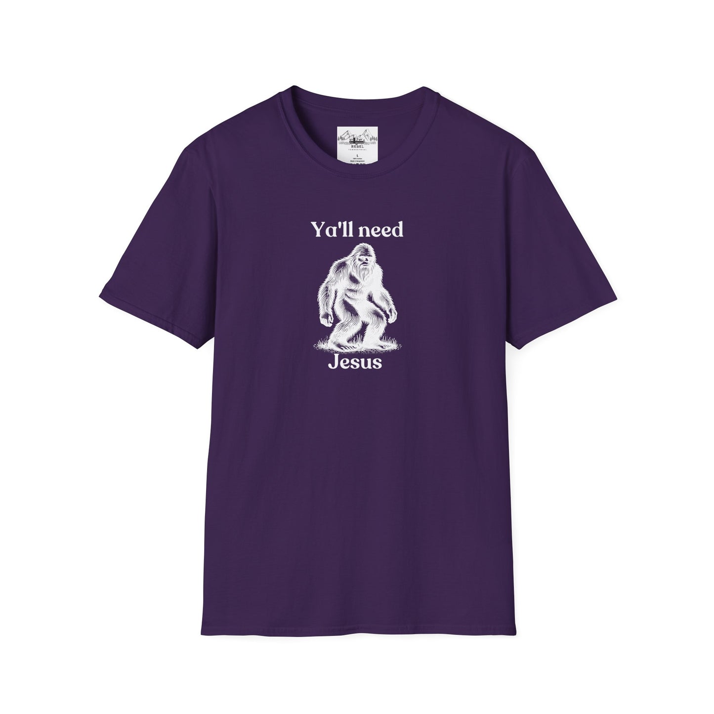 Y’all Need Jesus Bigfoot T-Shirt – Unisex Softstyle Tee