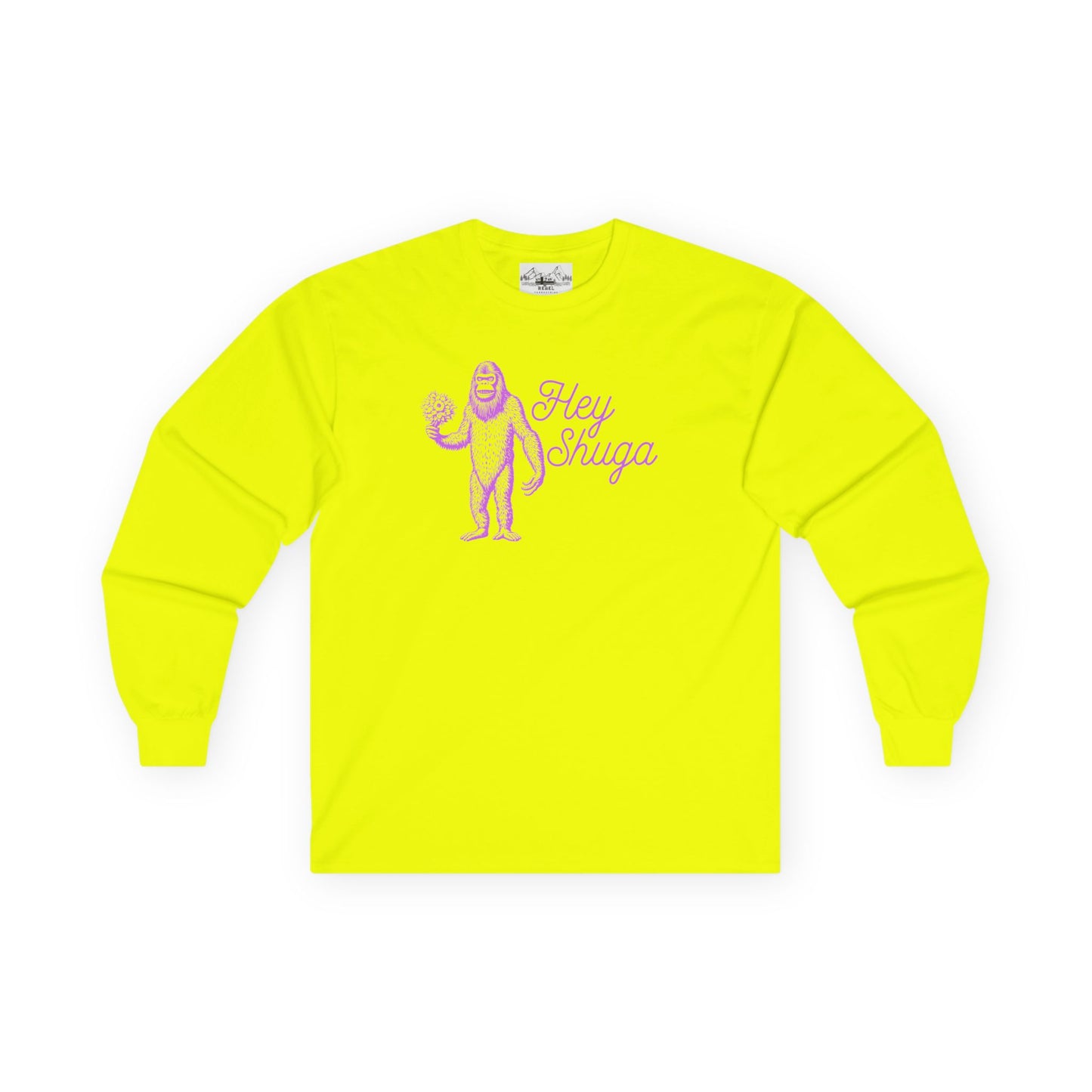 Hey Shuga Long Sleeve Tee – Bigfoot with Flowers in Pink