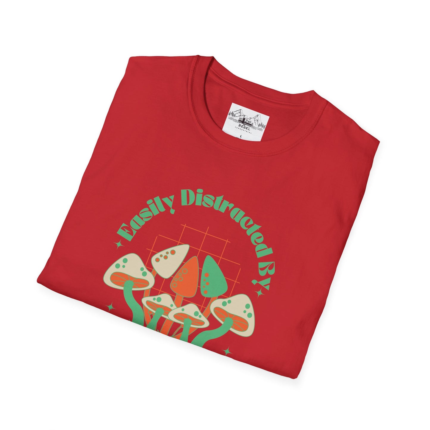 Easily Distracted by Mushrooms – Retro Mushroom Unisex T-Shirt