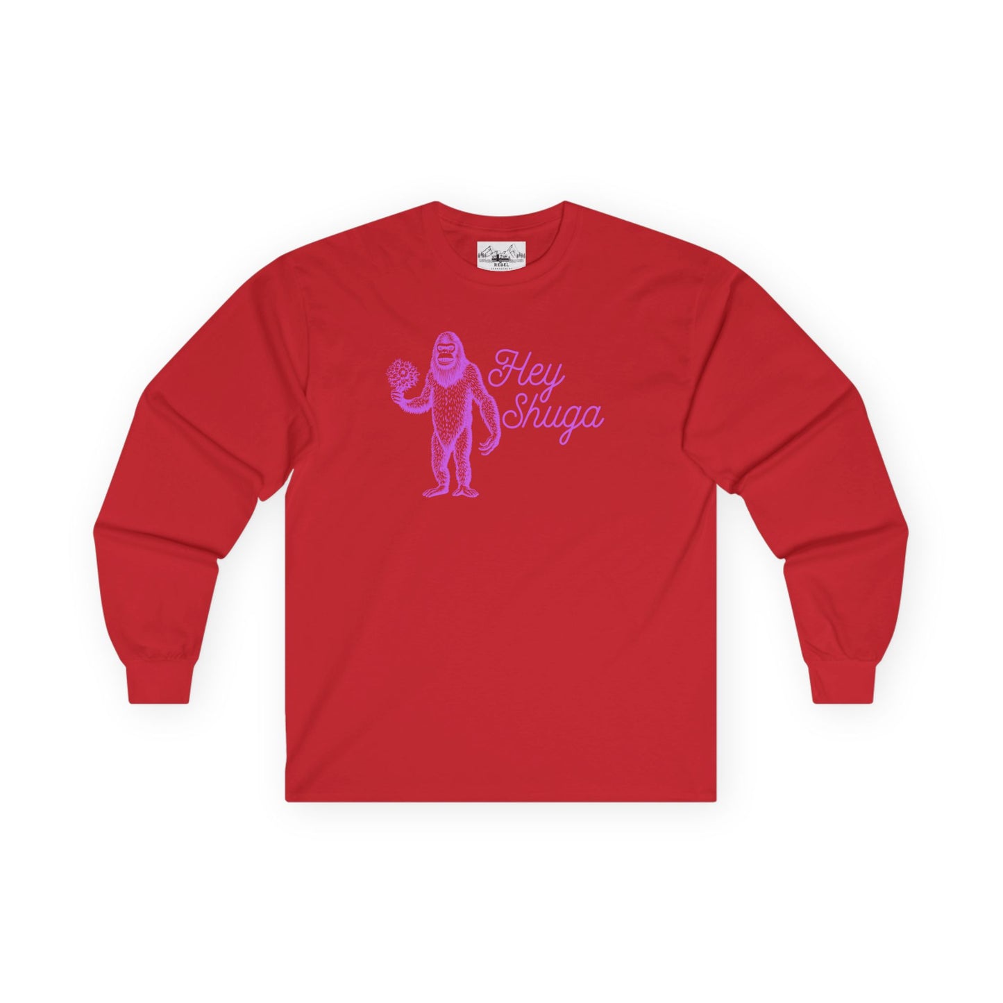 Hey Shuga Long Sleeve Tee – Bigfoot with Flowers in Pink