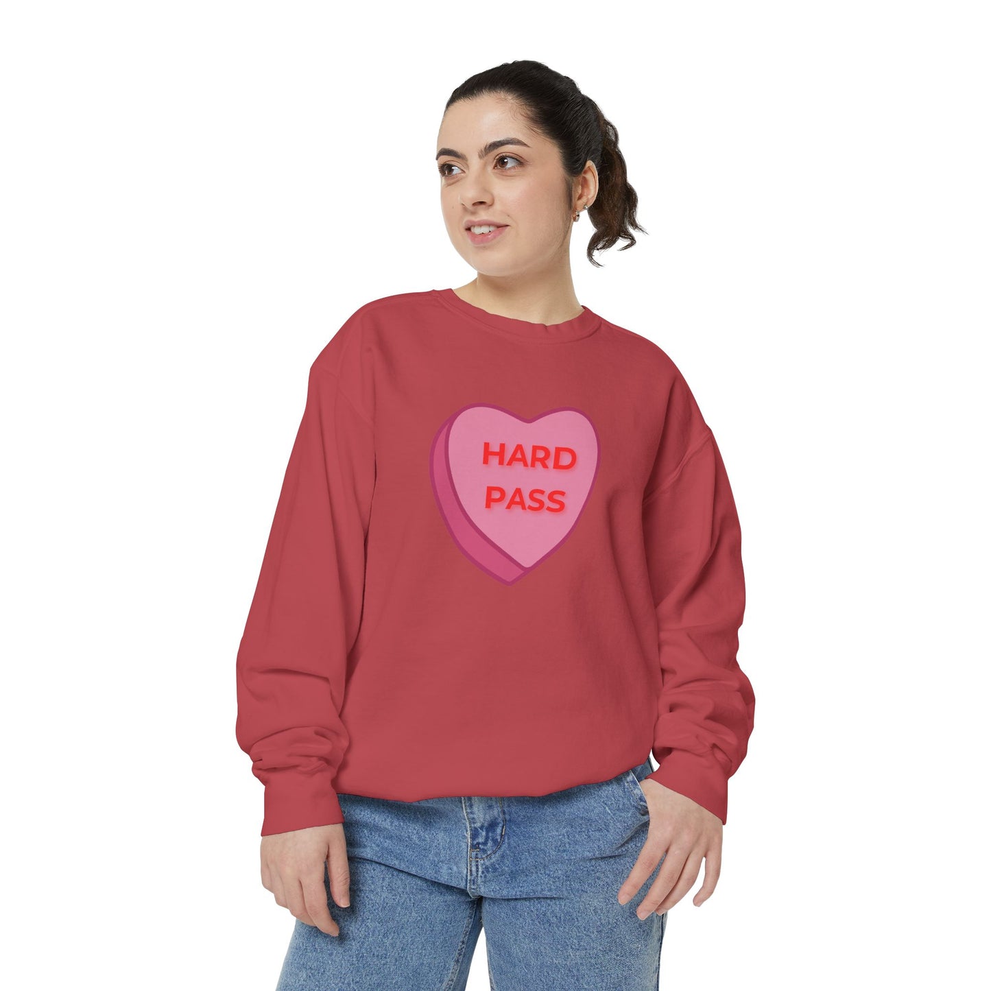 Hard Pass Candy Heart Color Blast Sweatshirt