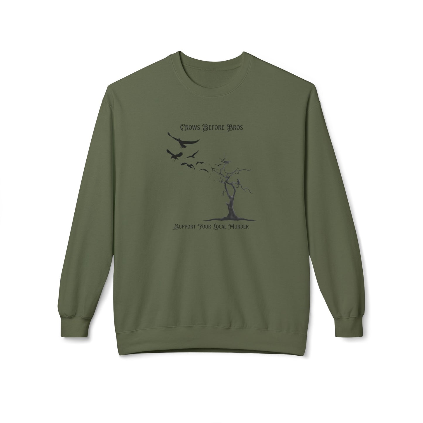 "Crows Before Bros" Unisex Midweight Fleece Crewneck Sweatshirt