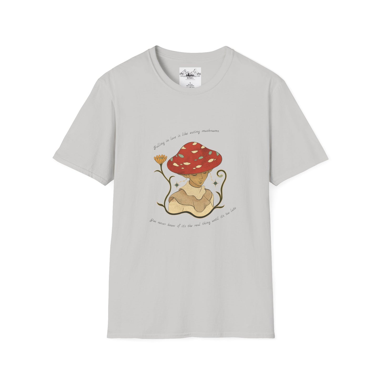 Falling in Love Is Like Eating Mushrooms – Mushroom Woman Unisex Softstyle T-Shirt