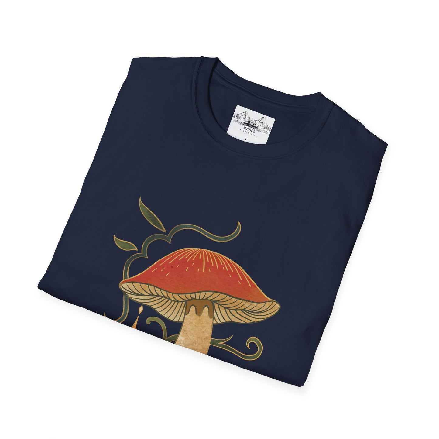 Nature Alone Is Antique – Old World Mushroom Unisex Softstyle T-Shirt | Thomas Carlyle Quote