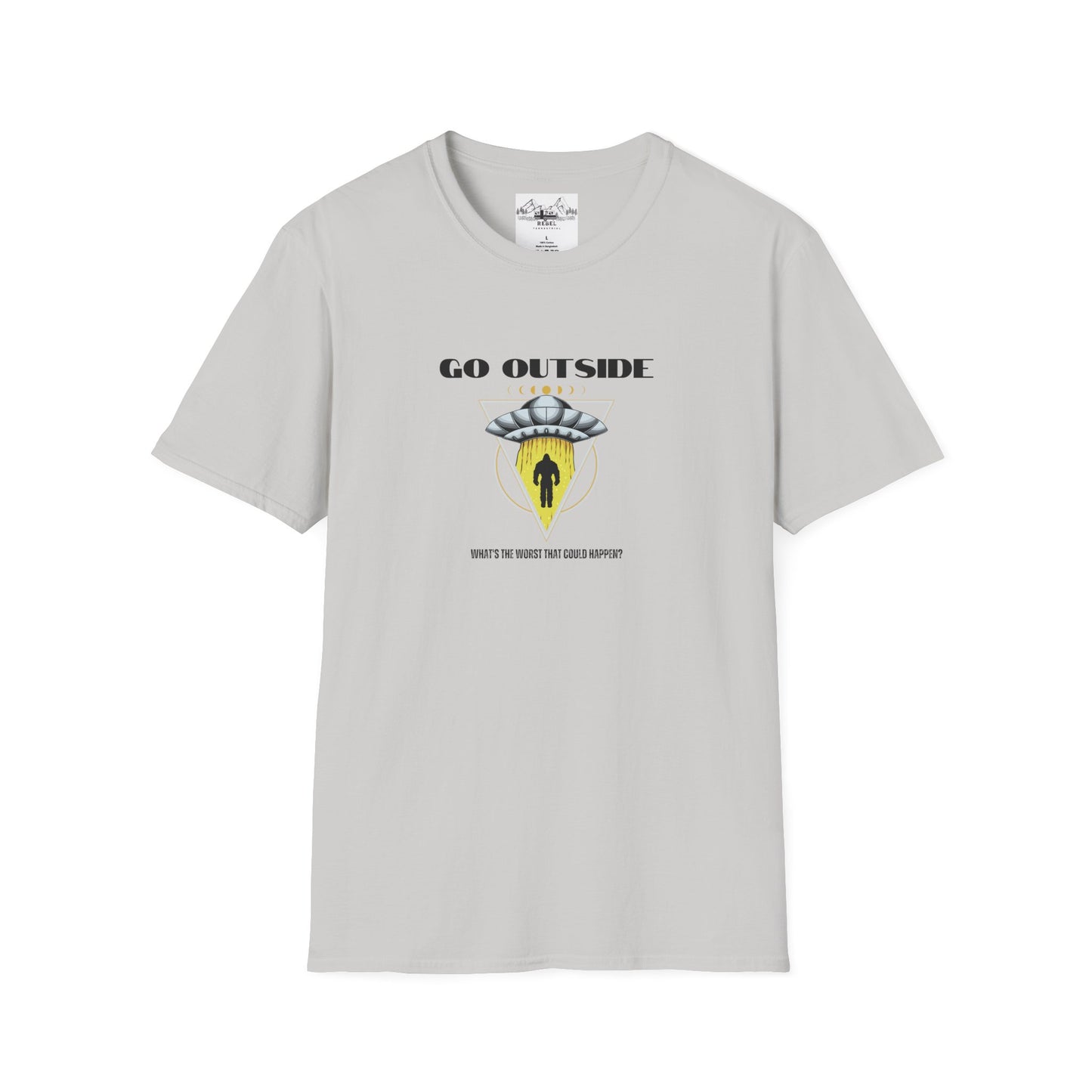Go Outside — What’s the Worst That Could Happen? | Bigfoot Abduction Unisex Softstyle T-Shirt