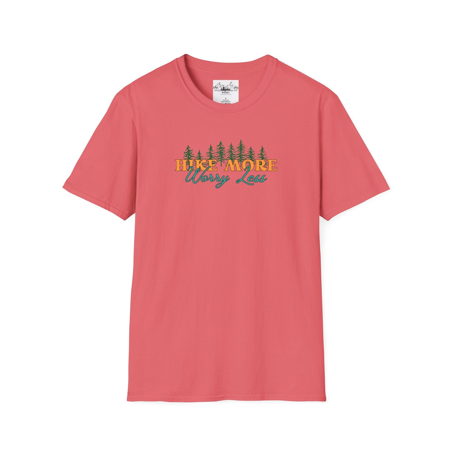 Hike More Worry Less | Retro Pine Trees Unisex Softstyle T-Shirt