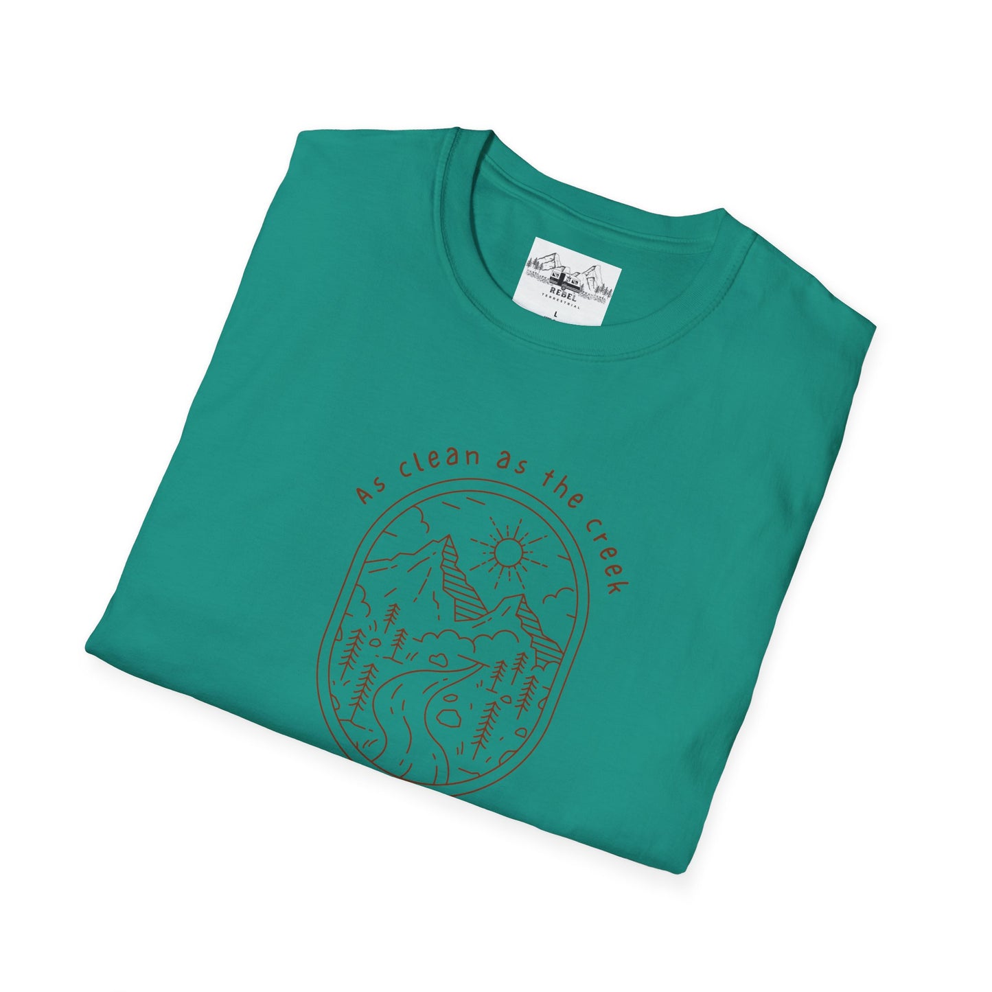 As Clean as the Creek I Bathed In – Mountain Creek Unisex Softstyle T-Shirt
