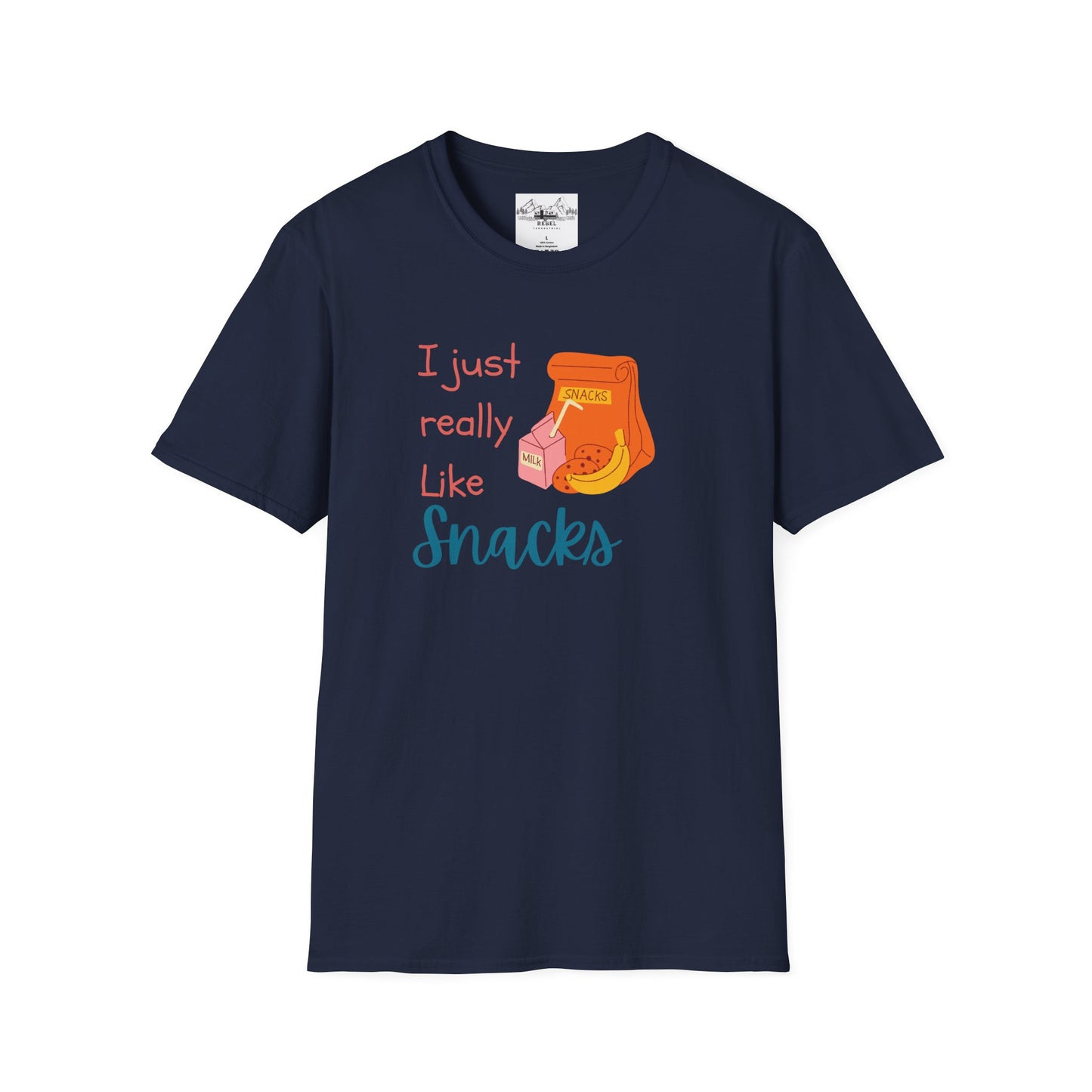 I Just Really Like Snacks T-Shirt – Unisex Softstyle Tee for Grown-Up Snack Lovers