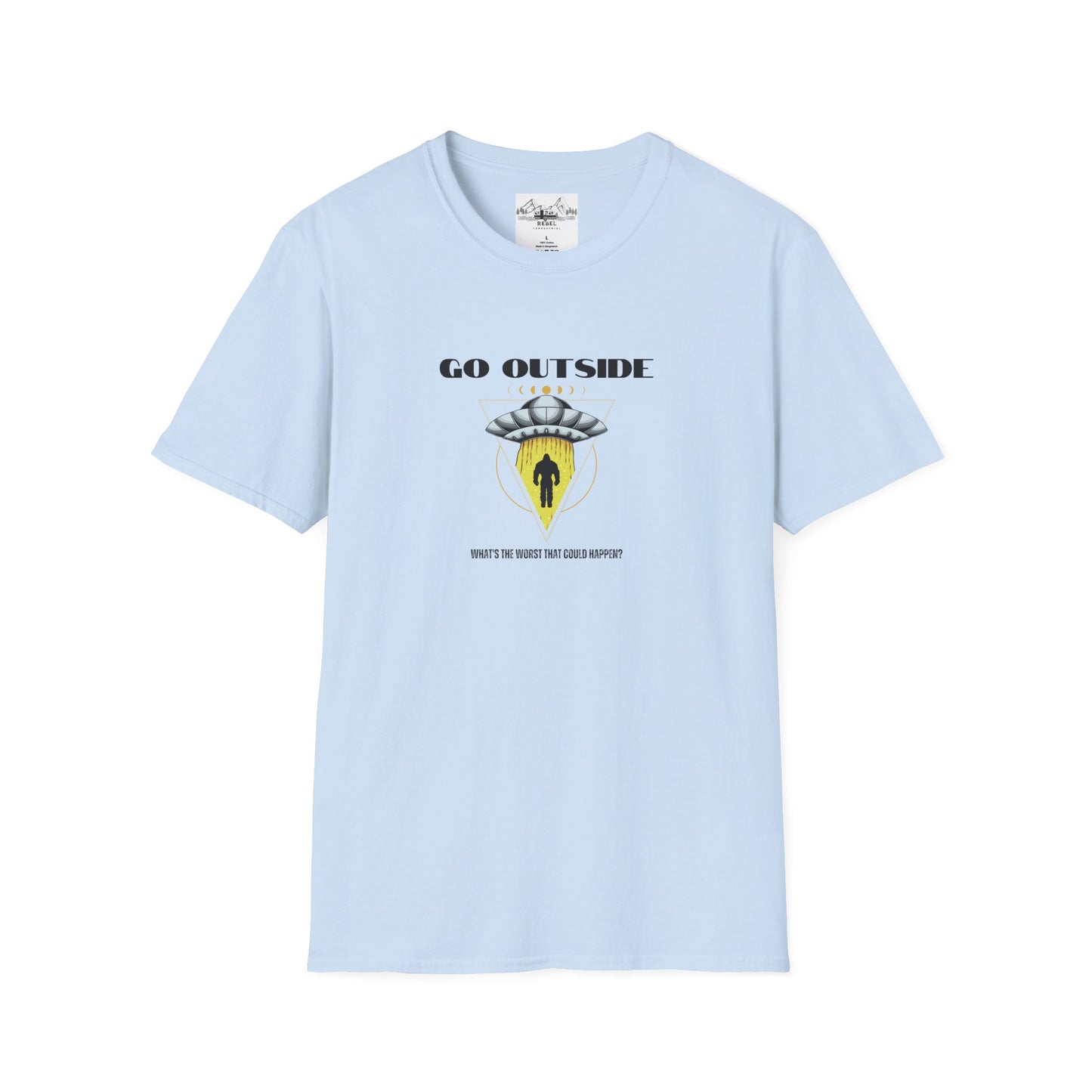 Go Outside — What’s the Worst That Could Happen? | Bigfoot Abduction Unisex Softstyle T-Shirt