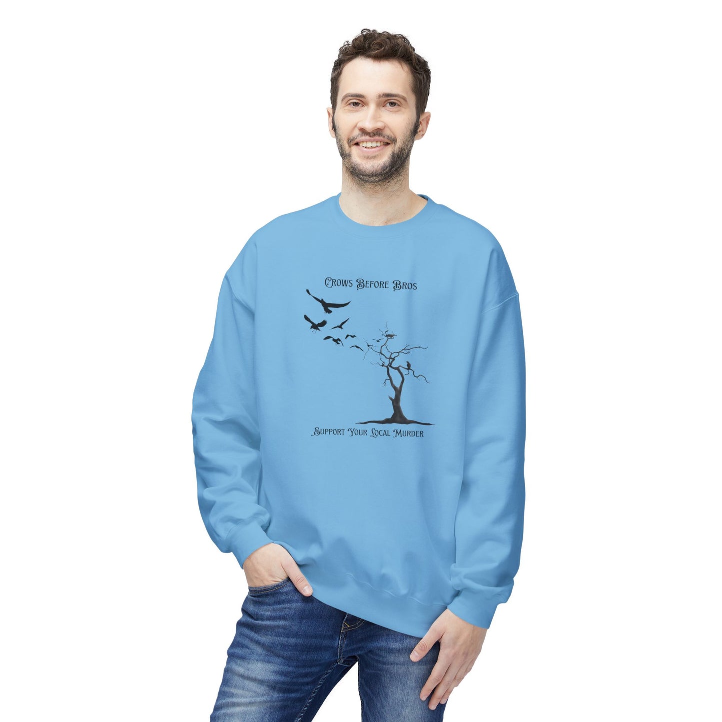 "Crows Before Bros" Unisex Midweight Fleece Crewneck Sweatshirt