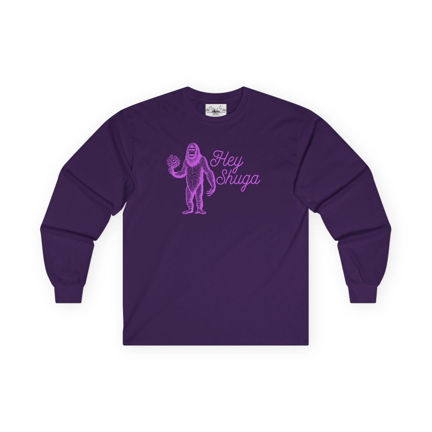 Hey Shuga Long Sleeve Tee – Bigfoot with Flowers in Pink