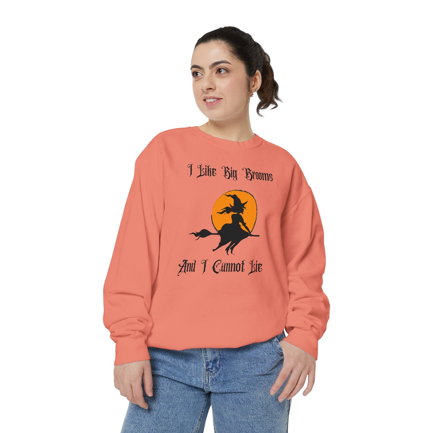 "I Like Big Brooms" Gothic Witch Unisex Garment-Dyed Sweatshirt