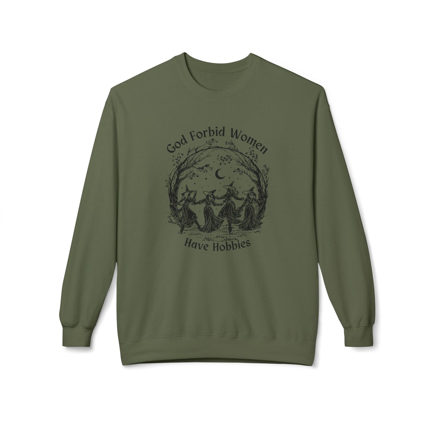 "God Forbid, Women Have Hobbies" Unisex Midweight Fleece Crewneck Sweatshirt