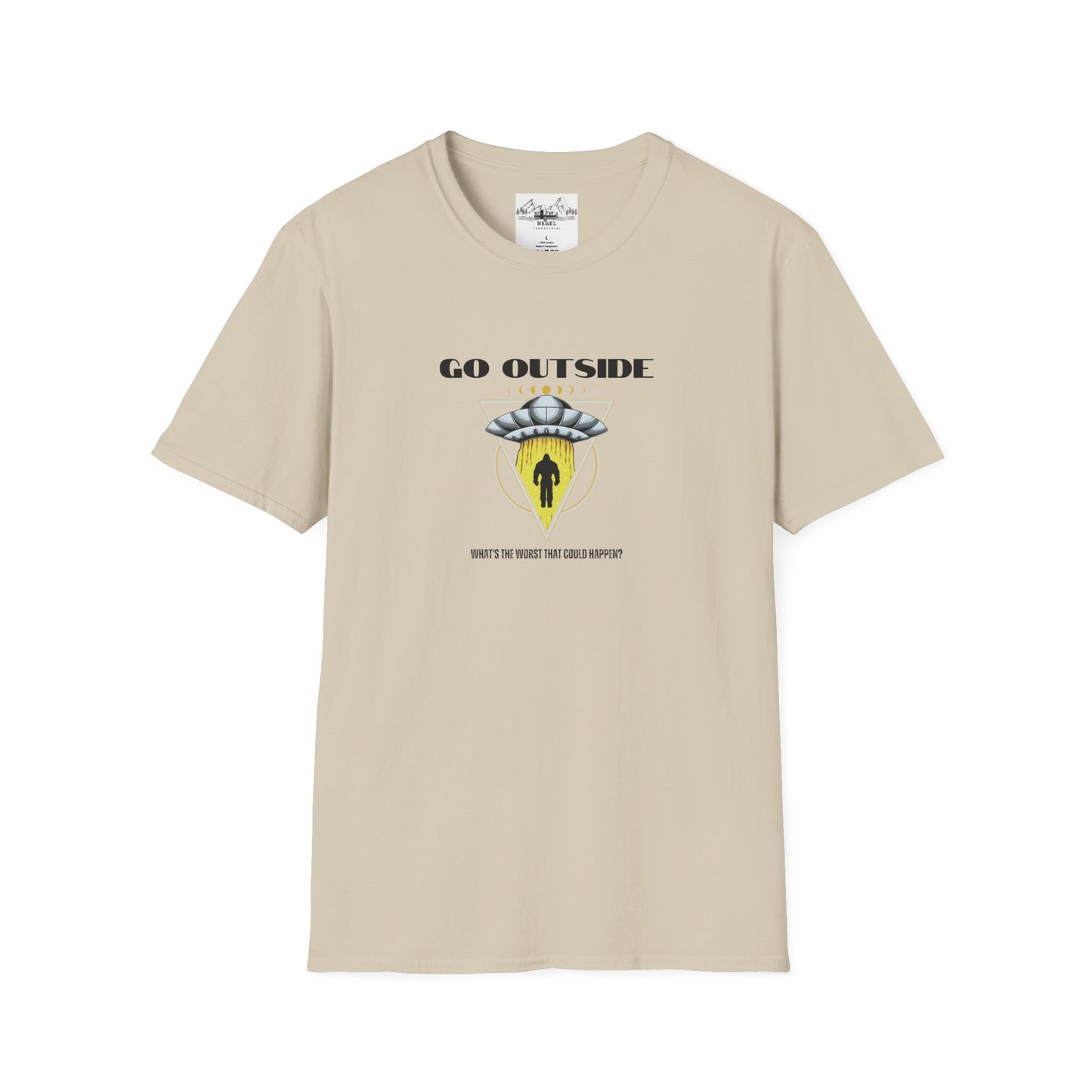 Go Outside — What’s the Worst That Could Happen? | Bigfoot Abduction Unisex Softstyle T-Shirt