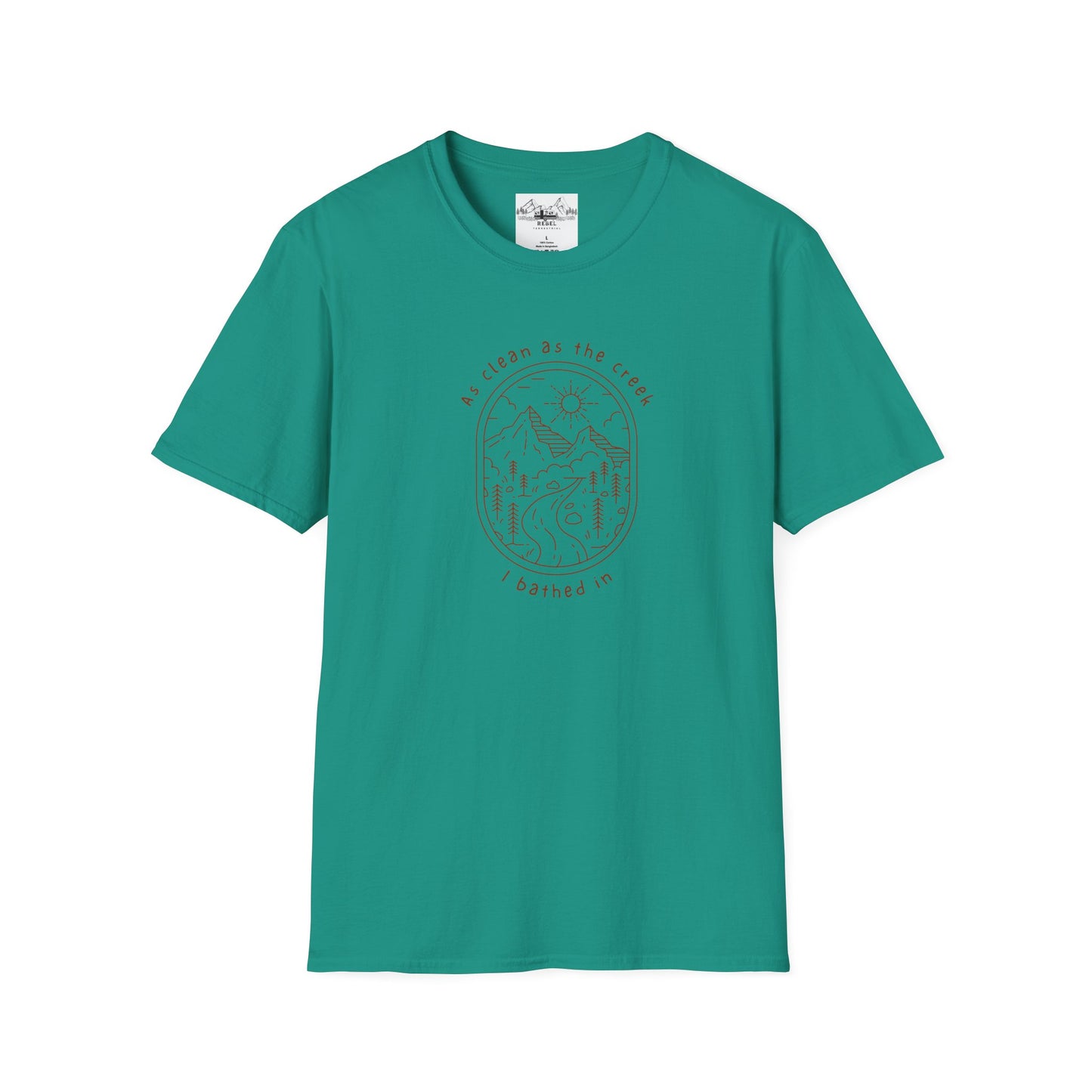 As Clean as the Creek I Bathed In – Mountain Creek Unisex Softstyle T-Shirt