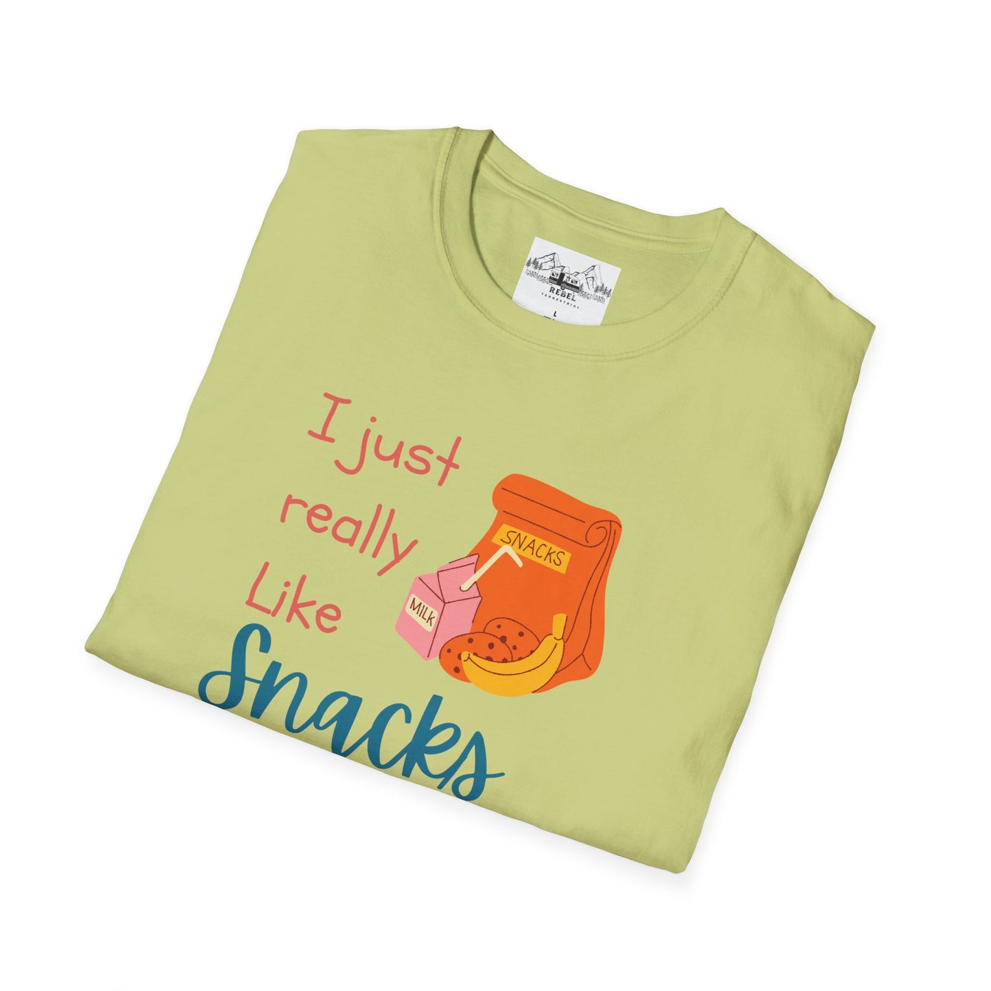 I Just Really Like Snacks T-Shirt – Unisex Softstyle Tee for Grown-Up Snack Lovers