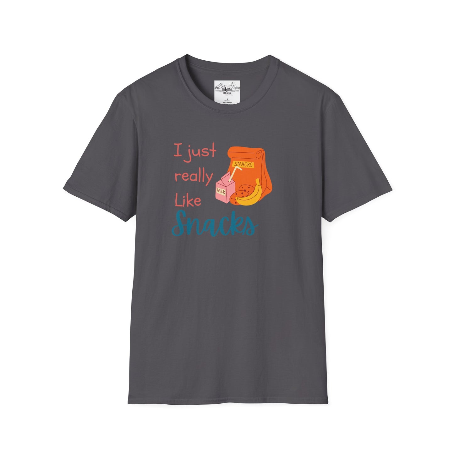 I Just Really Like Snacks T-Shirt – Unisex Softstyle Tee for Grown-Up Snack Lovers