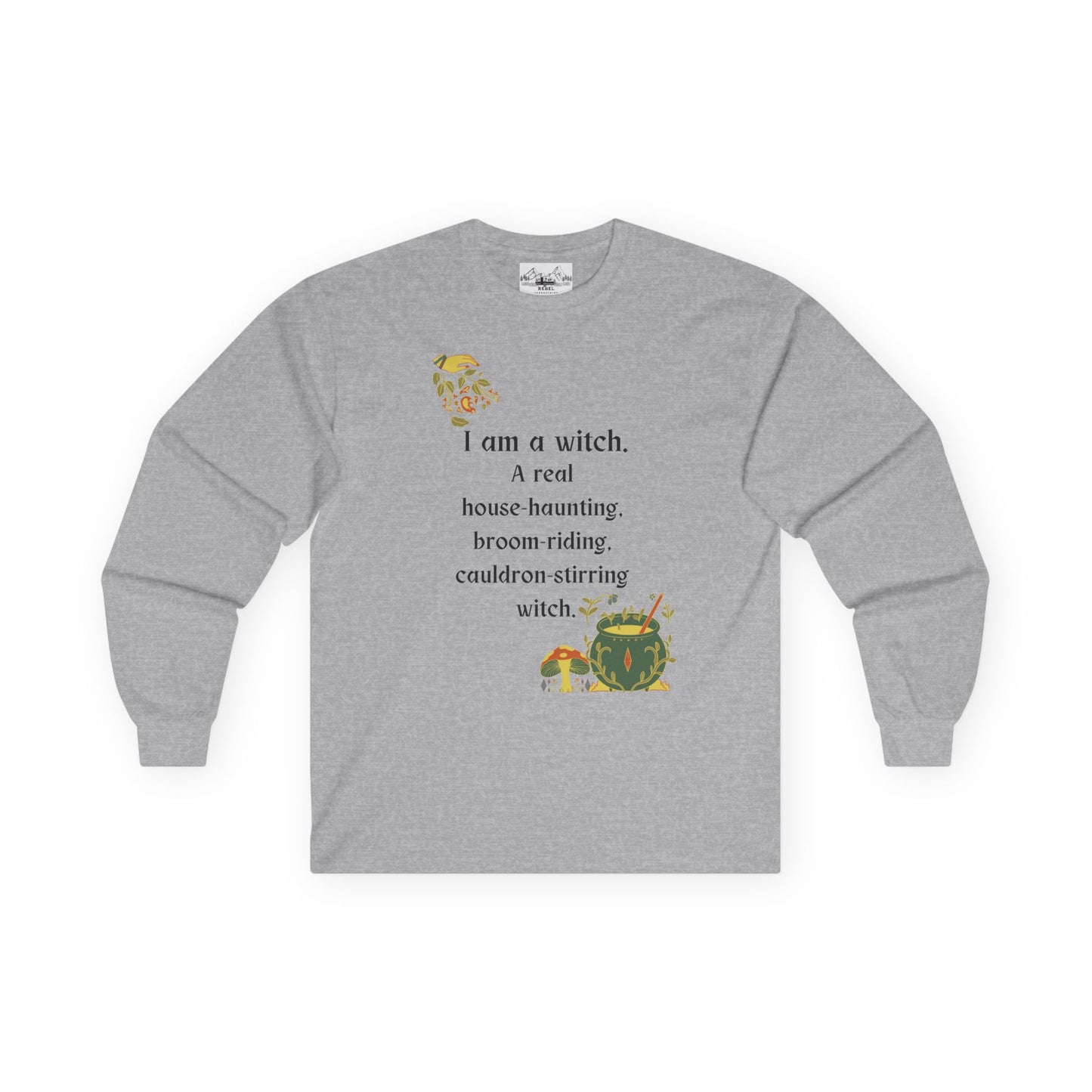 The Real Witch Cauldron & Broom Unisex Long Sleeve T-Shirt