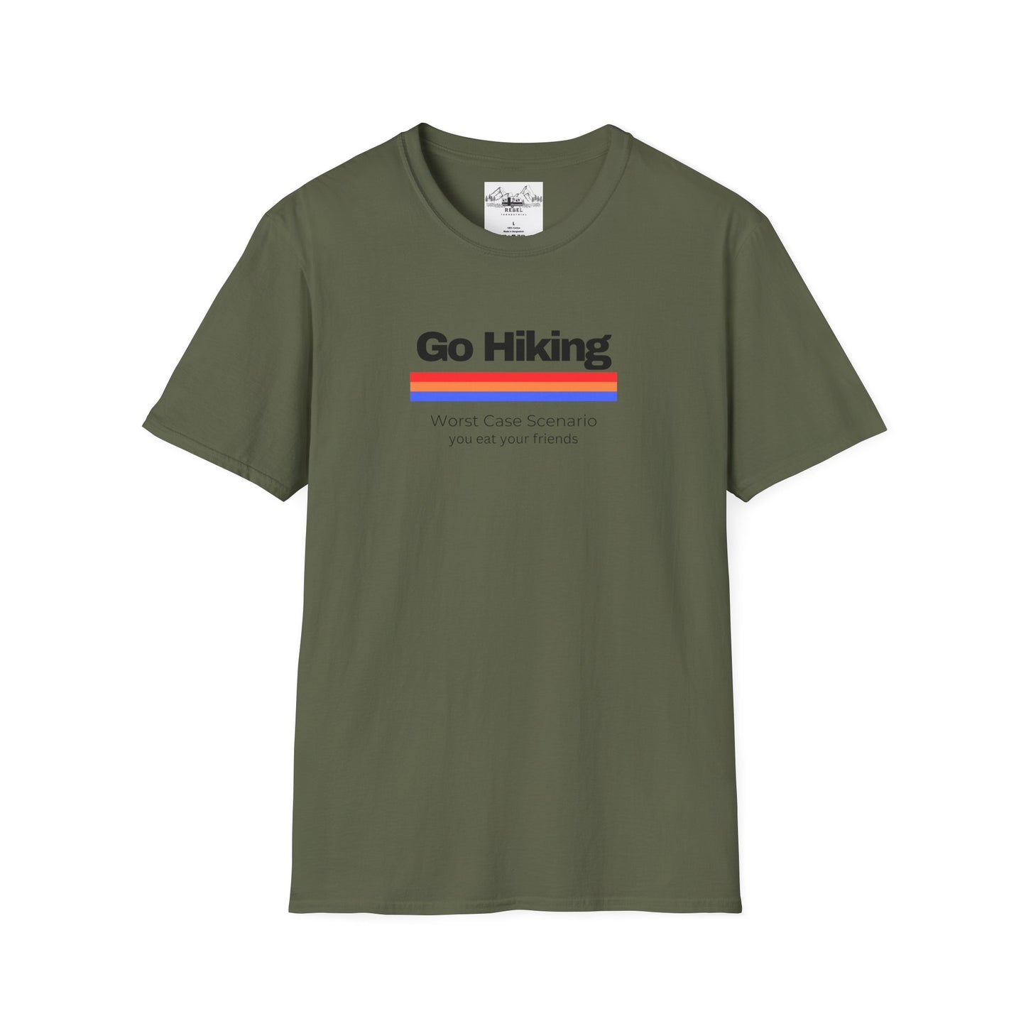 Go Hiking – Worst Case Scenario You Eat Your Friends | Retro Unisex Softstyle T-Shirt