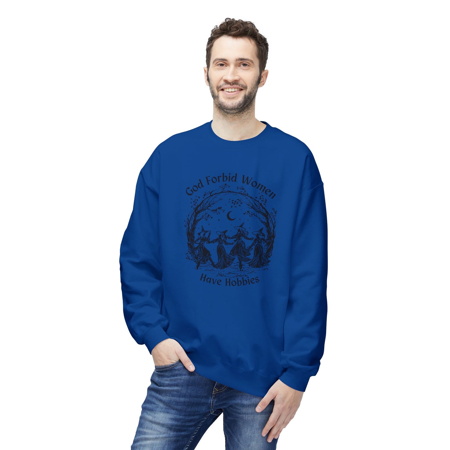 "God Forbid, Women Have Hobbies" Unisex Midweight Fleece Crewneck Sweatshirt