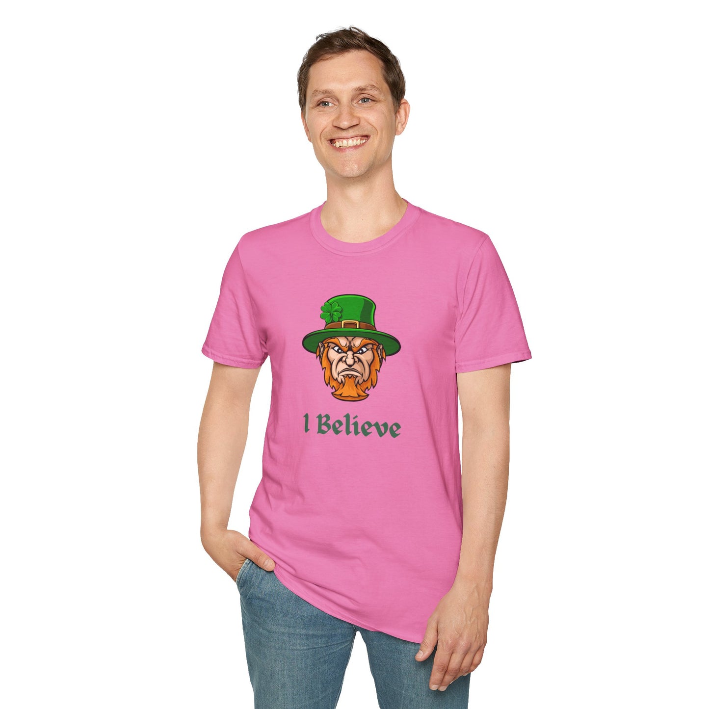"I Believe" Angry Leprechaun Graphic Tee – Playful Celtic Spirit
