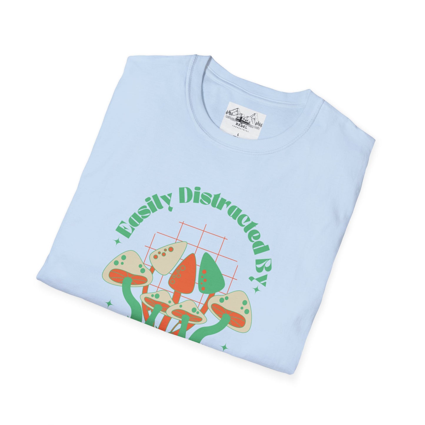 Easily Distracted by Mushrooms – Retro Mushroom Unisex T-Shirt
