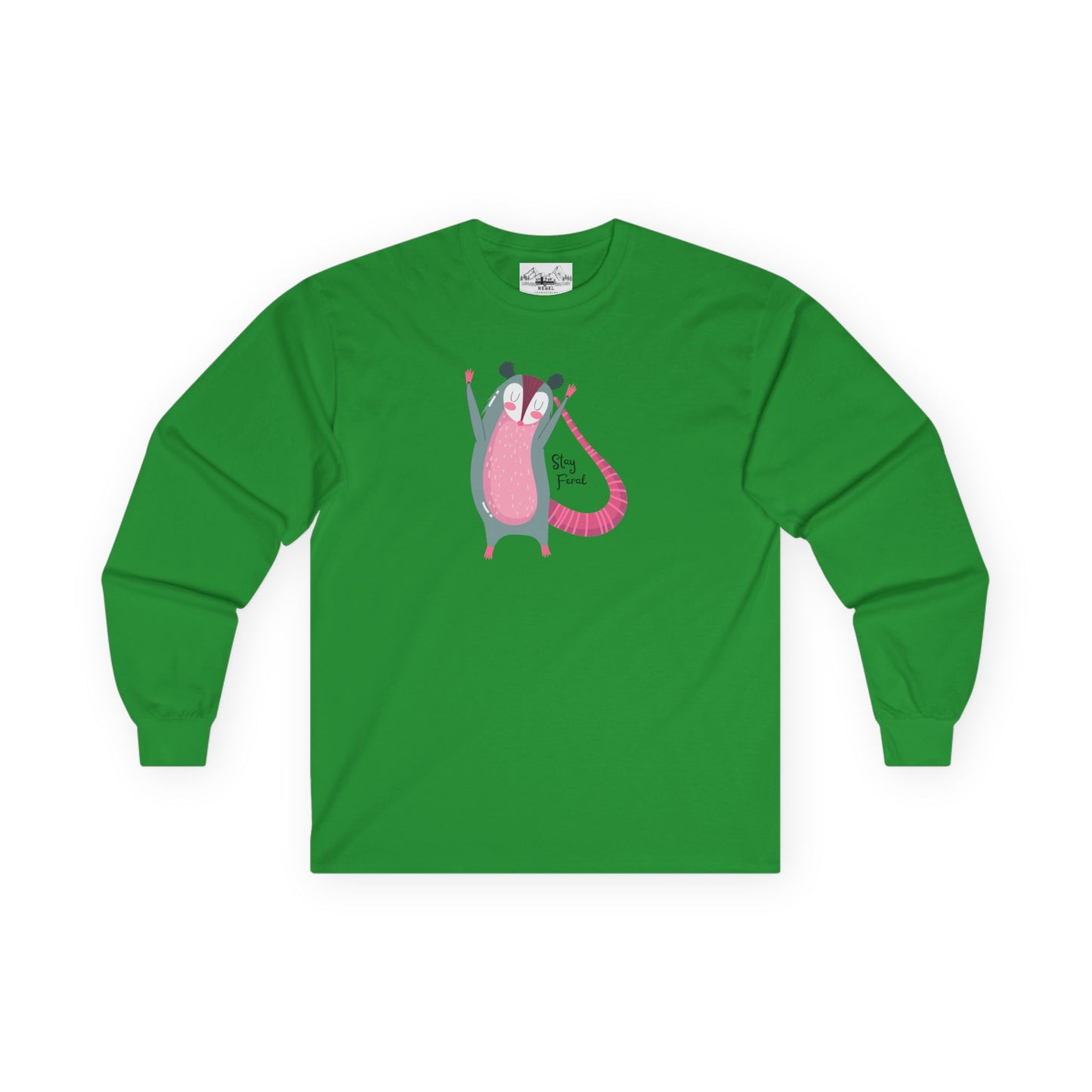 "Stay Feral" – Happy Possum Long Sleeve Tee