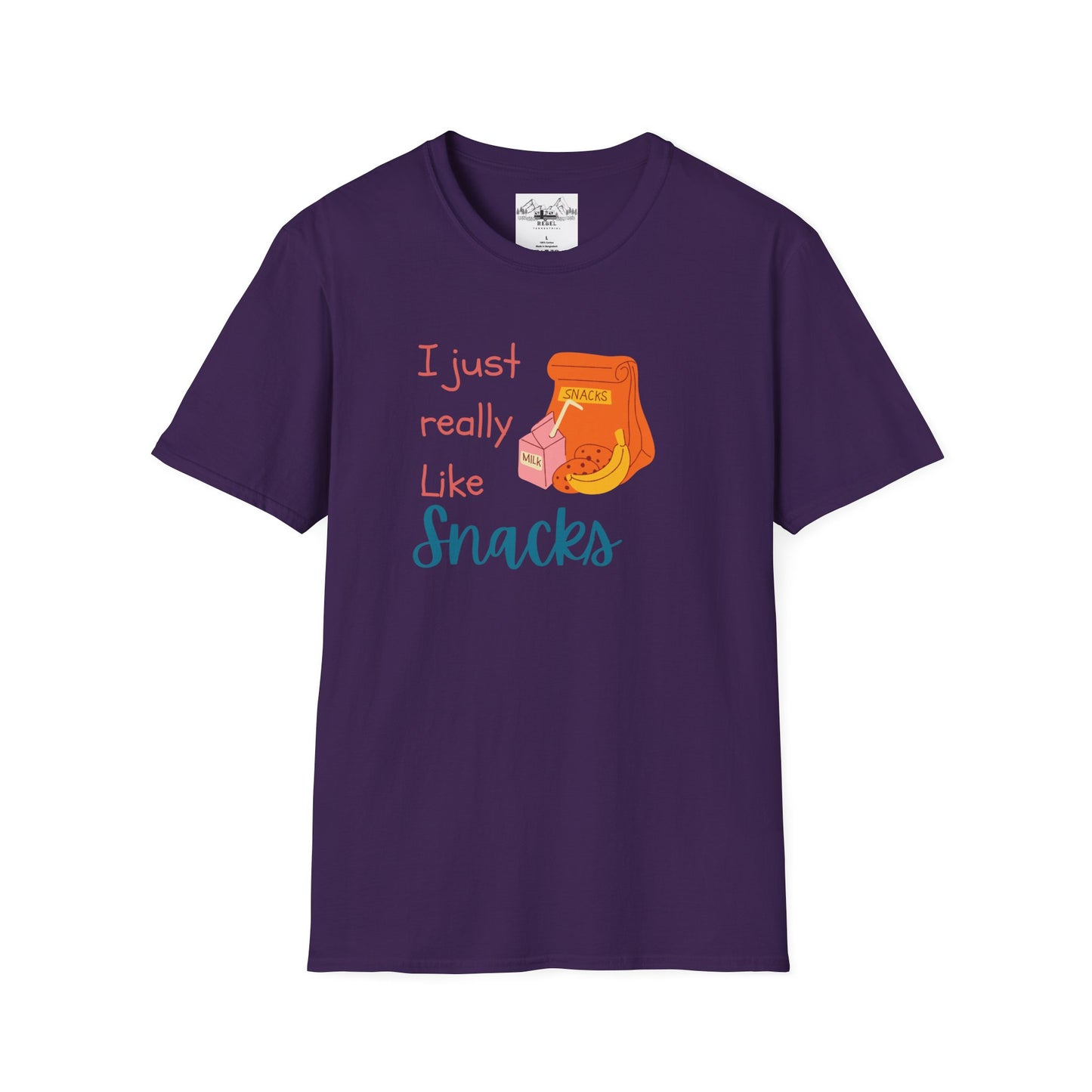 I Just Really Like Snacks T-Shirt – Unisex Softstyle Tee for Grown-Up Snack Lovers