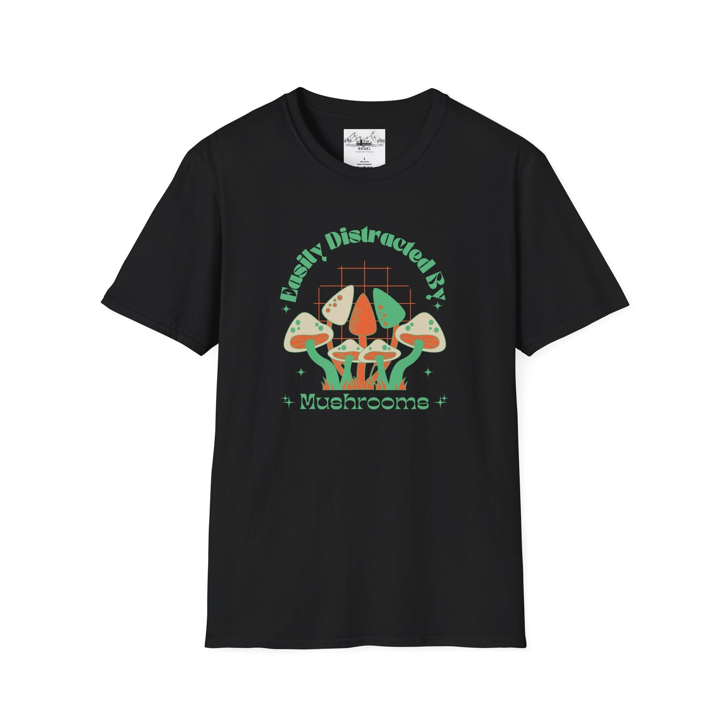 Easily Distracted by Mushrooms – Retro Mushroom Unisex T-Shirt
