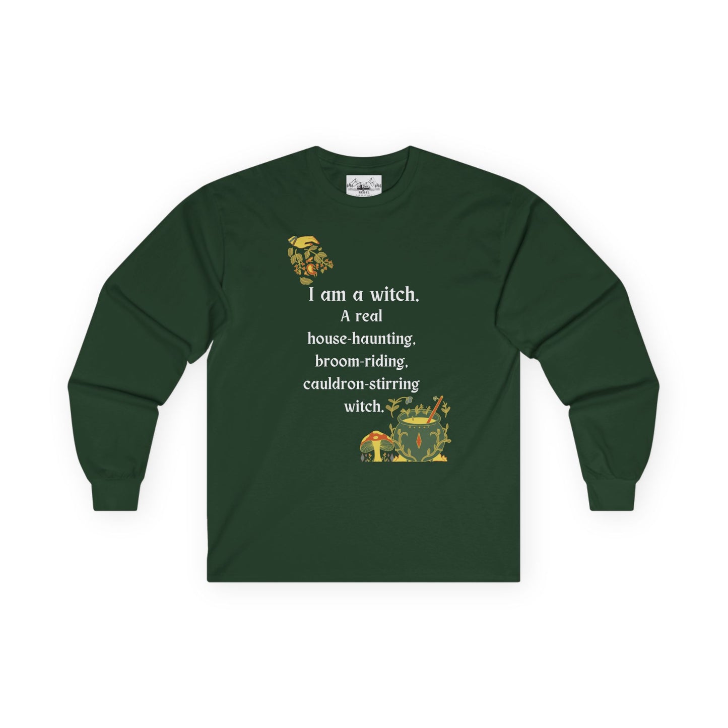 The Real Witch Cauldron & Broom Unisex Long Sleeve T-Shirt