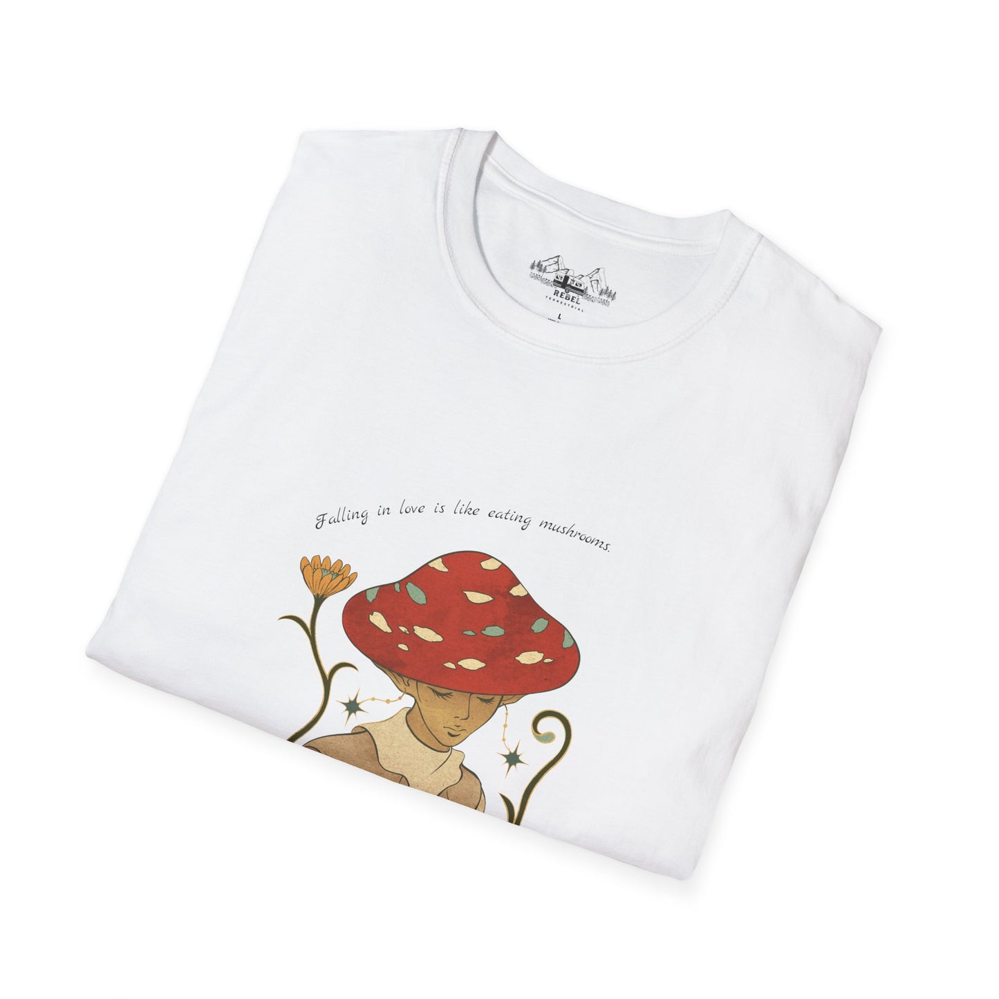 Falling in Love Is Like Eating Mushrooms – Mushroom Woman Unisex Softstyle T-Shirt