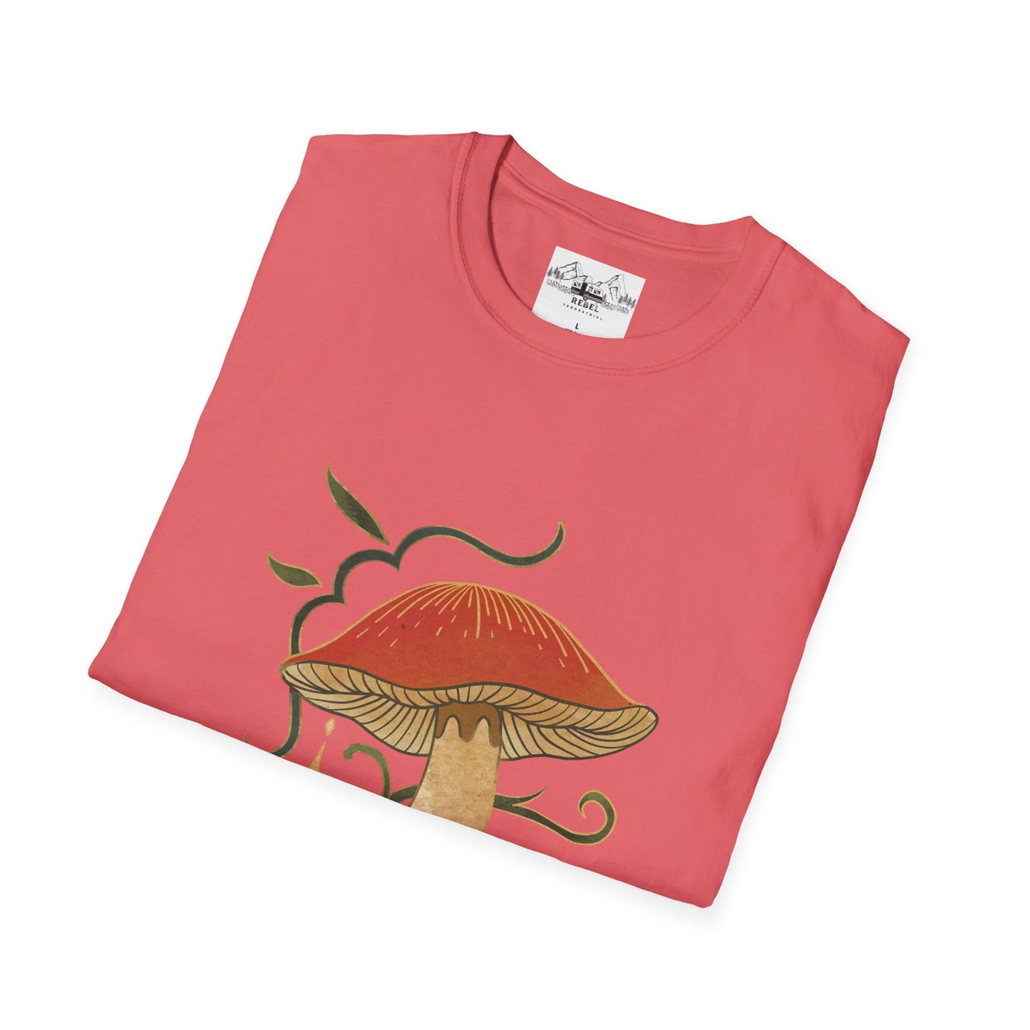Nature Alone Is Antique – Old World Mushroom Unisex Softstyle T-Shirt | Thomas Carlyle Quote