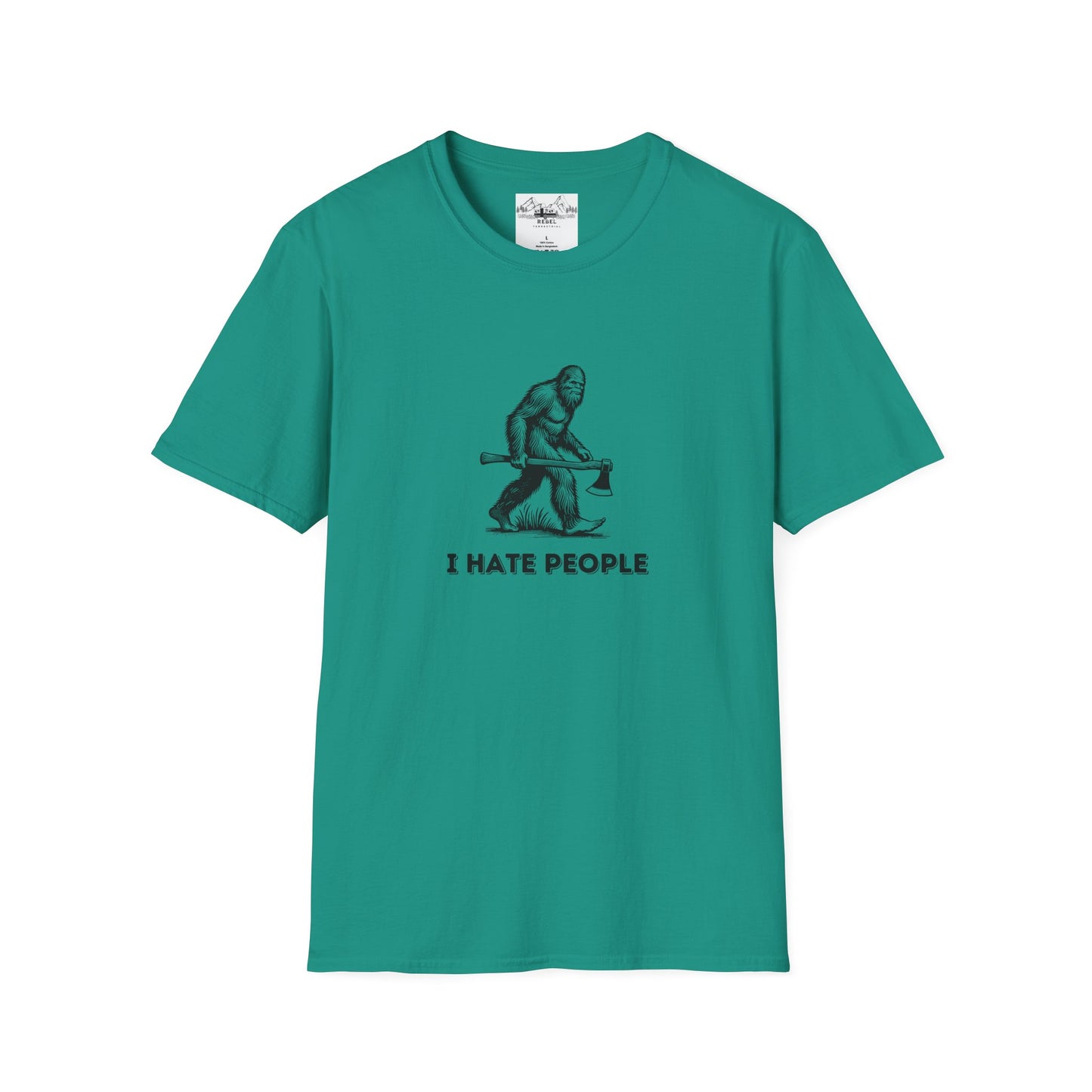 Bigfoot with Axe – "I Hate People" Unisex Softstyle T-Shirt