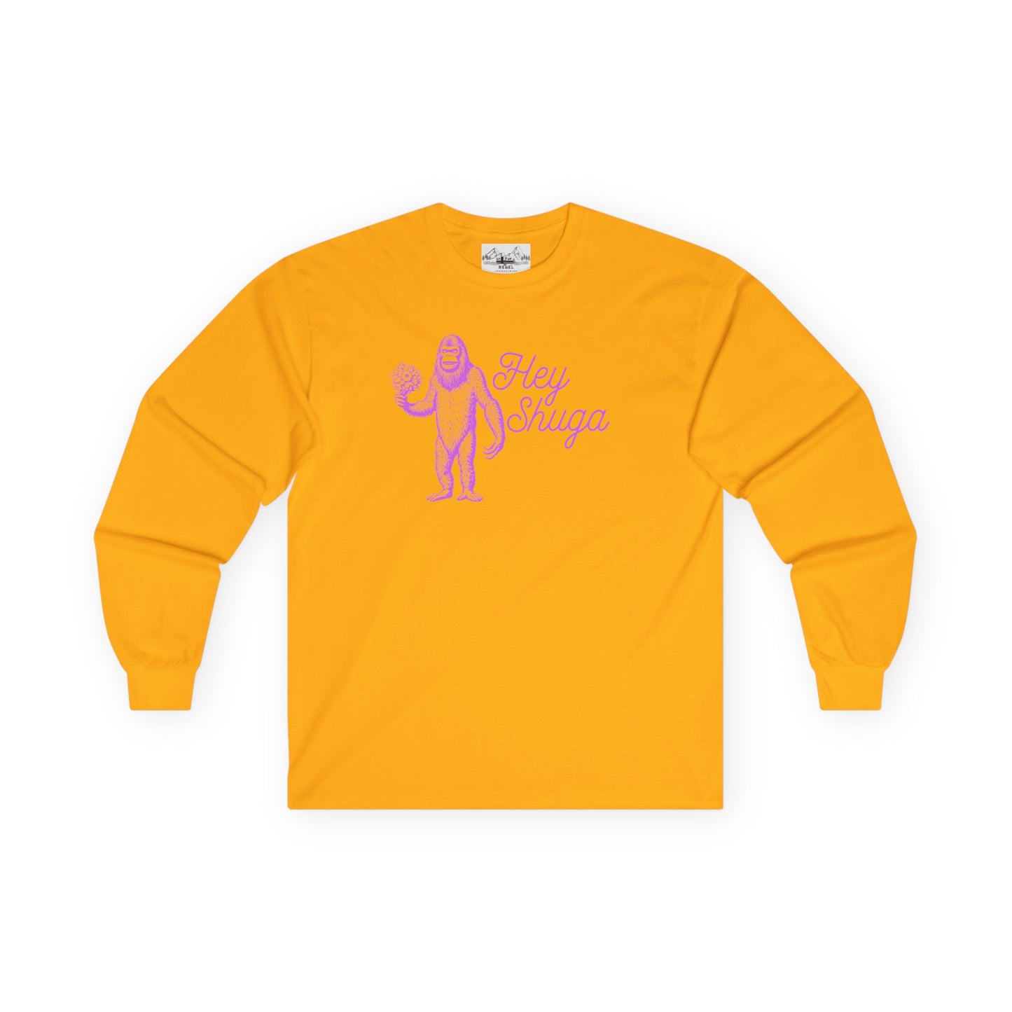 Hey Shuga Long Sleeve Tee – Bigfoot with Flowers in Pink