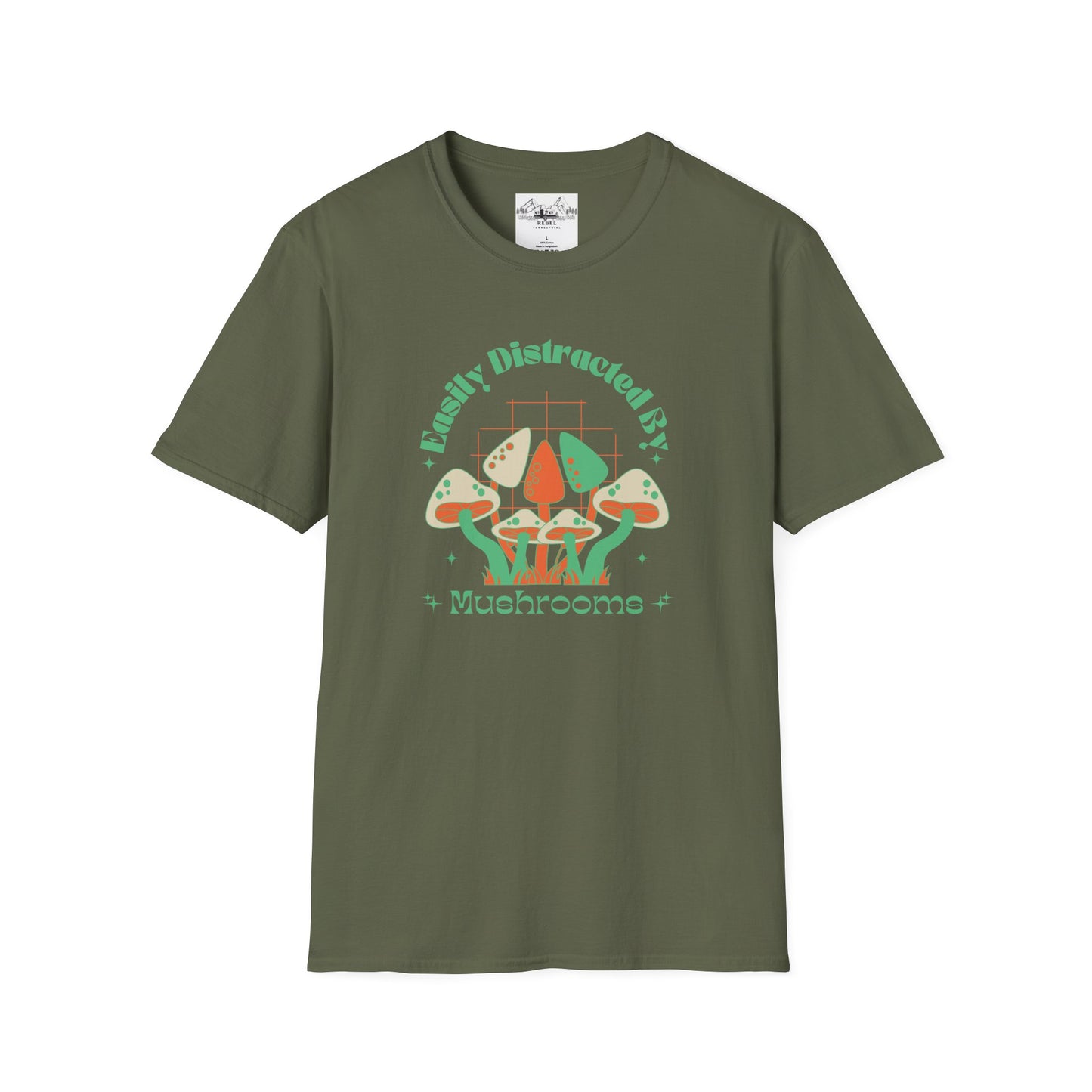 Easily Distracted by Mushrooms – Retro Mushroom Unisex T-Shirt