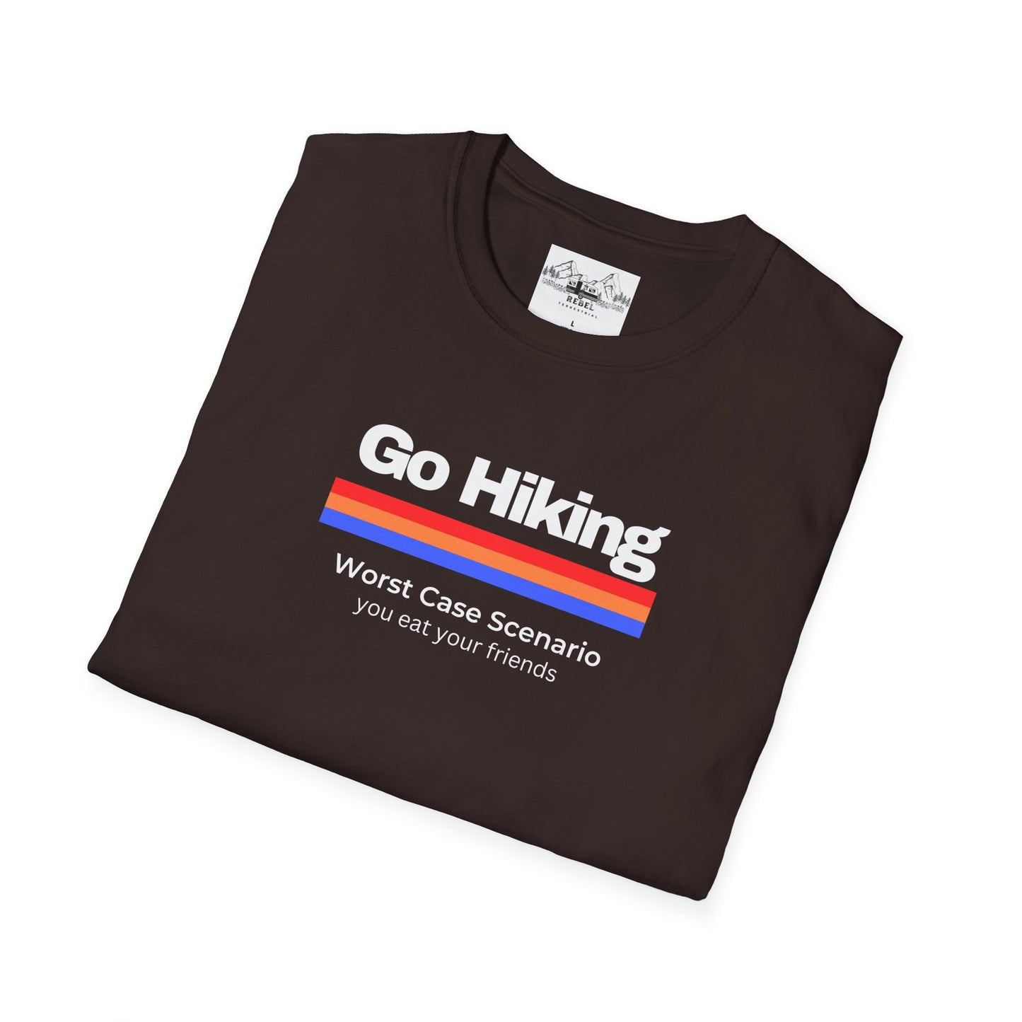 Go Hiking – Worst Case Scenario You Eat Your Friends | Retro Unisex Softstyle T-Shirt