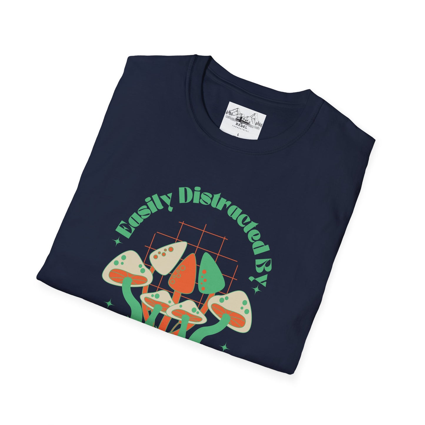 Easily Distracted by Mushrooms – Retro Mushroom Unisex T-Shirt