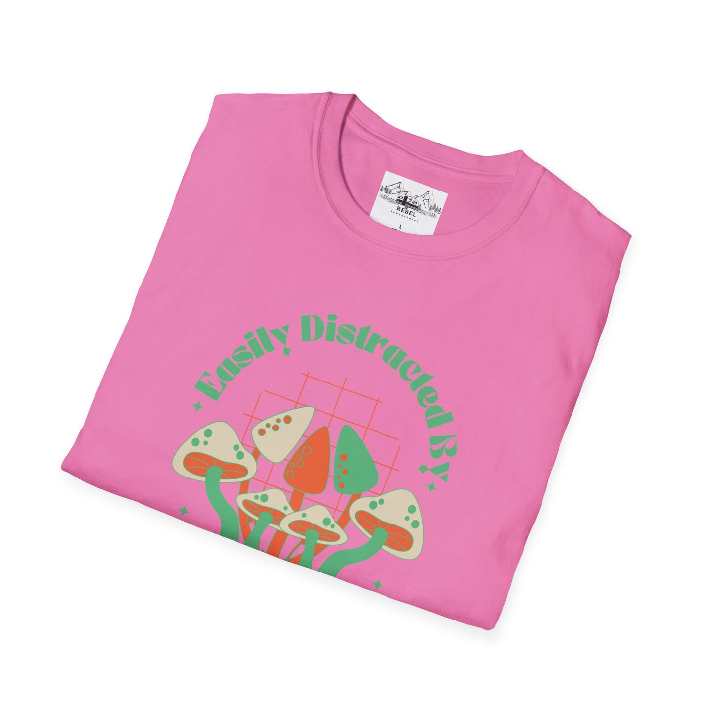 Easily Distracted by Mushrooms – Retro Mushroom Unisex T-Shirt