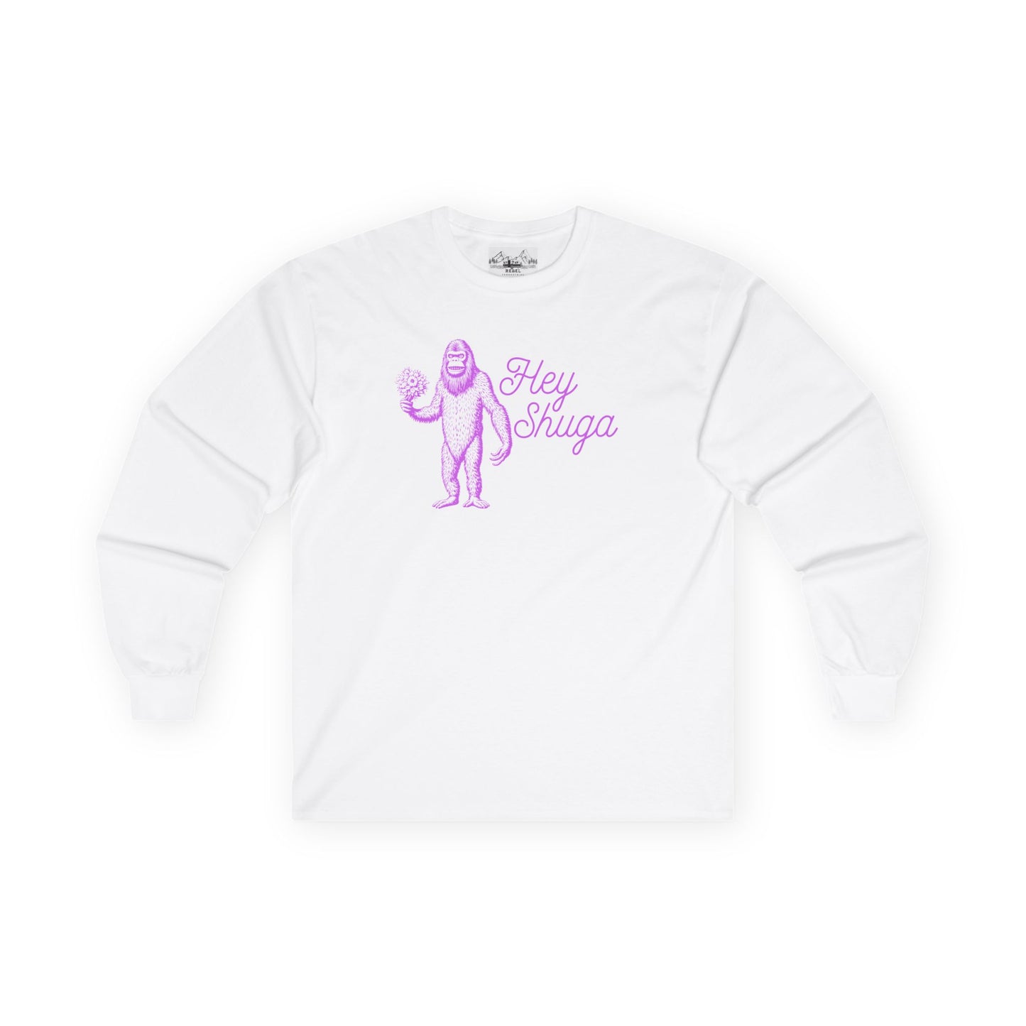 Hey Shuga Long Sleeve Tee – Bigfoot with Flowers in Pink