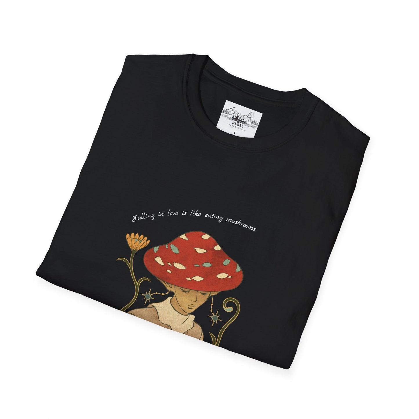 Falling in Love Is Like Eating Mushrooms – Mushroom Woman Unisex Softstyle T-Shirt