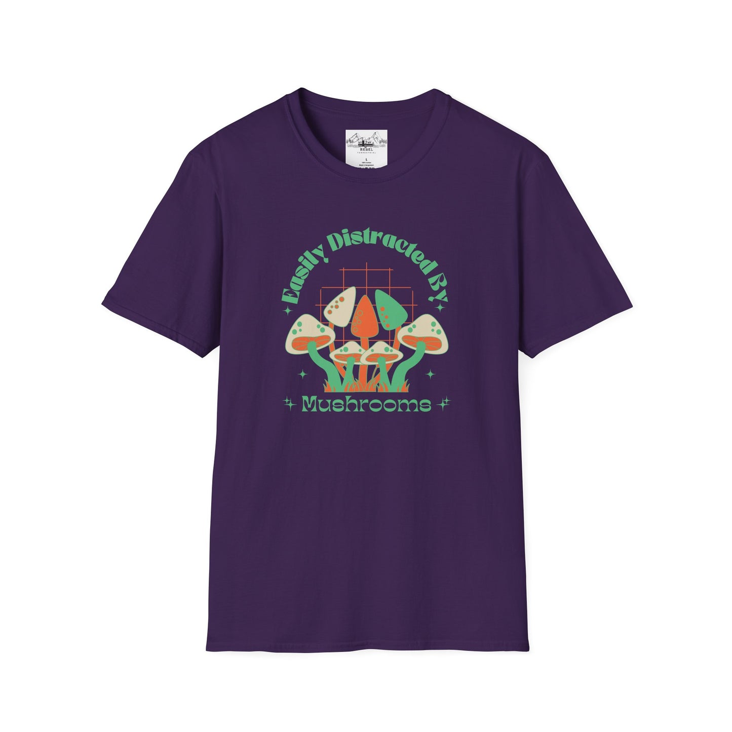 Easily Distracted by Mushrooms – Retro Mushroom Unisex T-Shirt