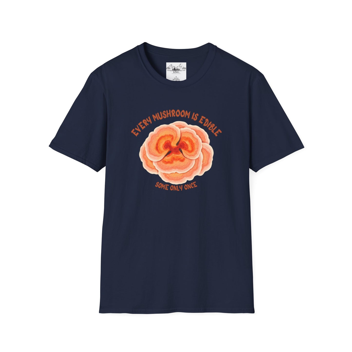 Turkey Tail Mushroom "Every Mushroom is Edible (Some Only Once)" Unisex Softstyle T-Shirt