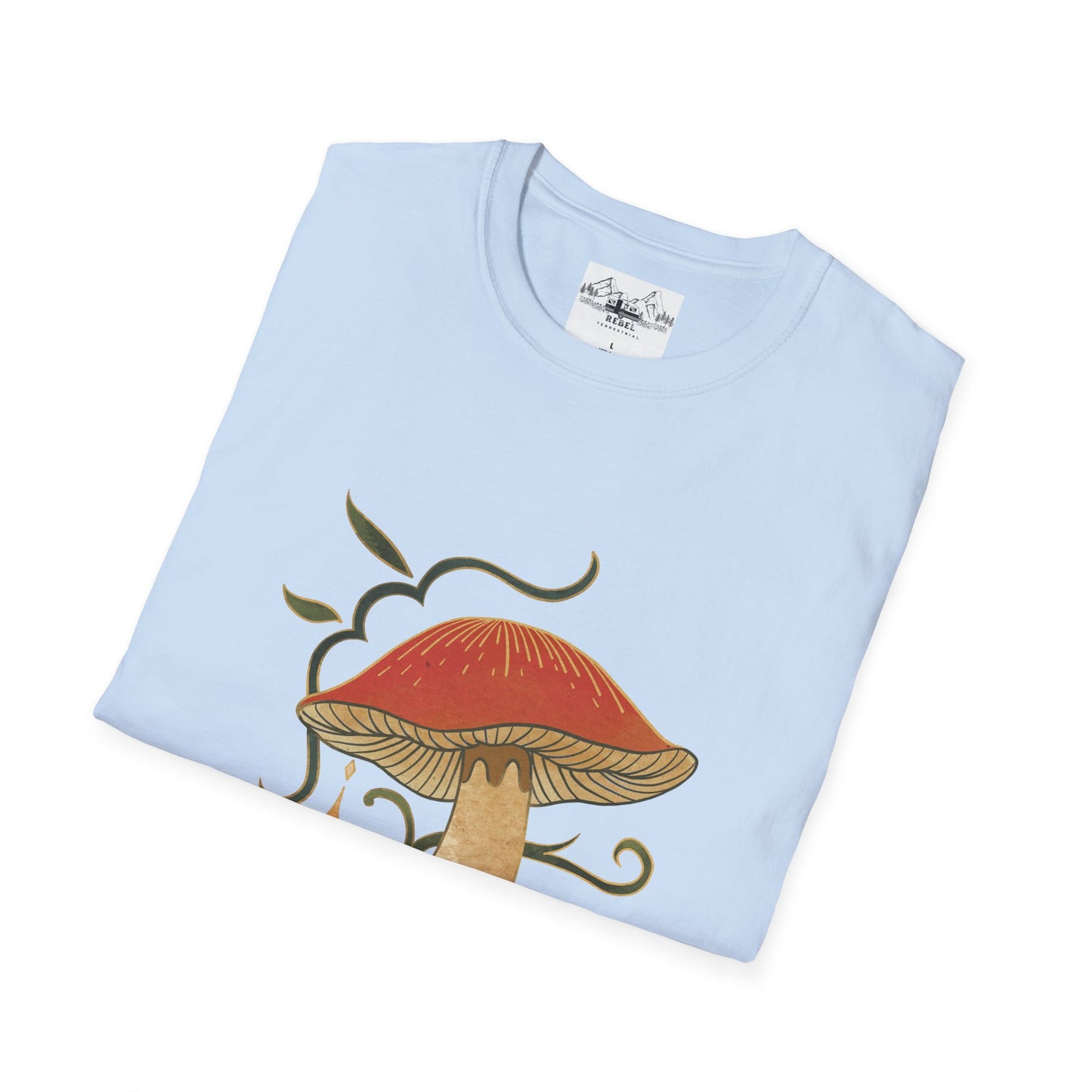 Nature Alone Is Antique – Old World Mushroom Unisex Softstyle T-Shirt | Thomas Carlyle Quote
