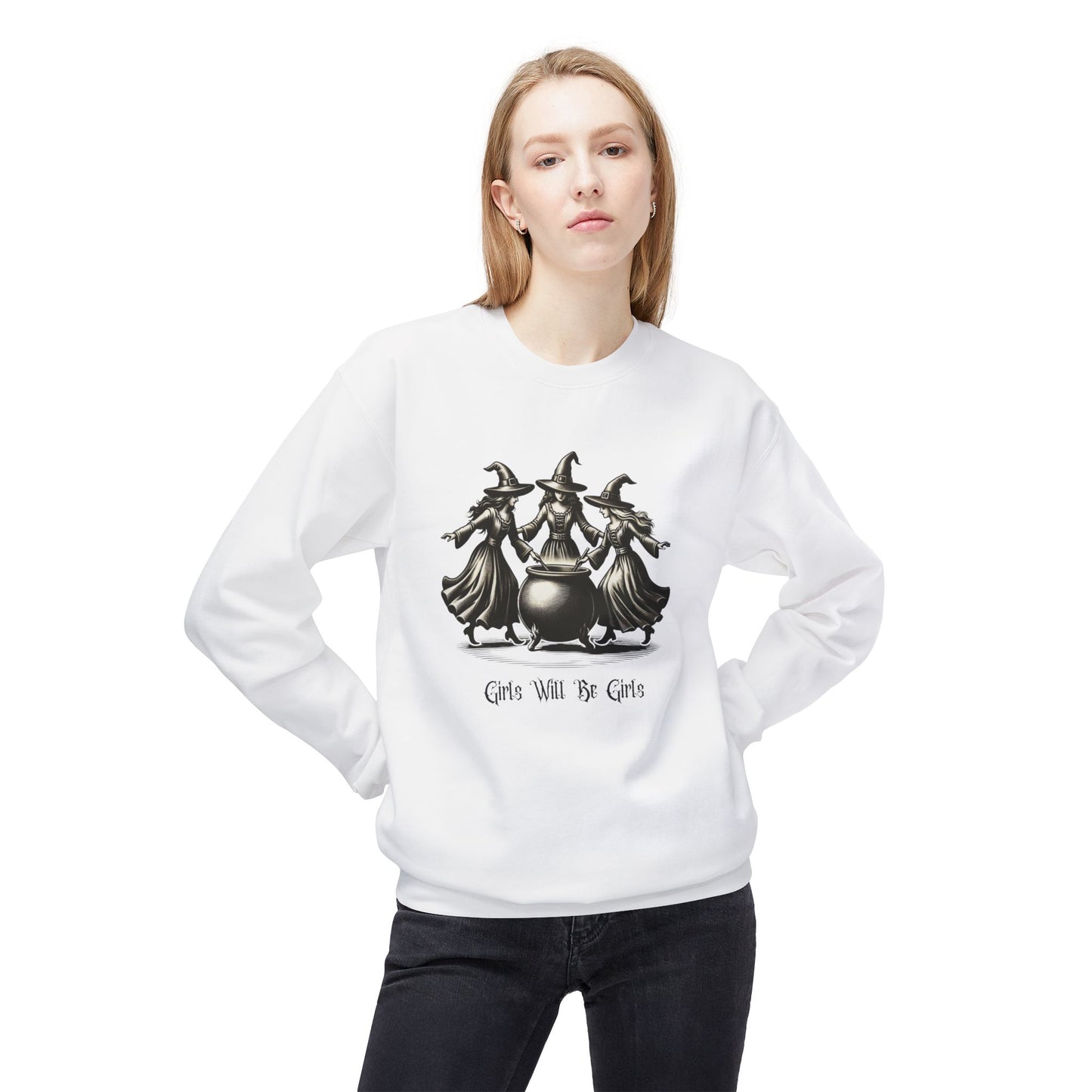 "Girls Will Be Girls" Witches Unisex Crewneck Sweatshirt